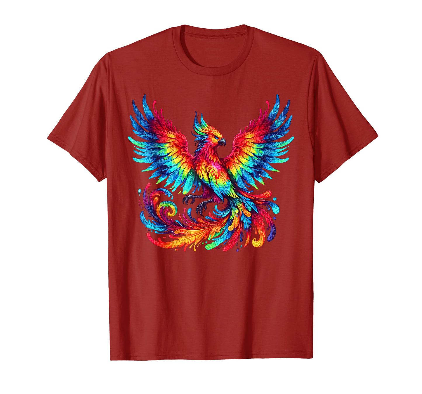 Cool Phoenix Graphic Spirit Animal Illustration Tie Dye Art T-Shirt