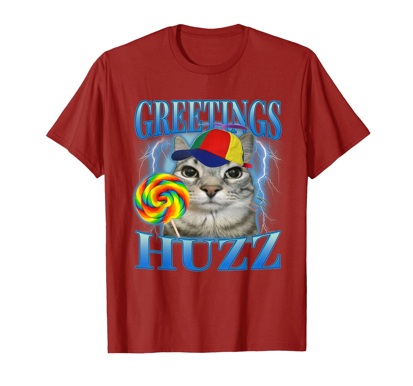 Lollipop Cat Meme Greetings Huzz Funny Silly Cats Humor T-Shirt