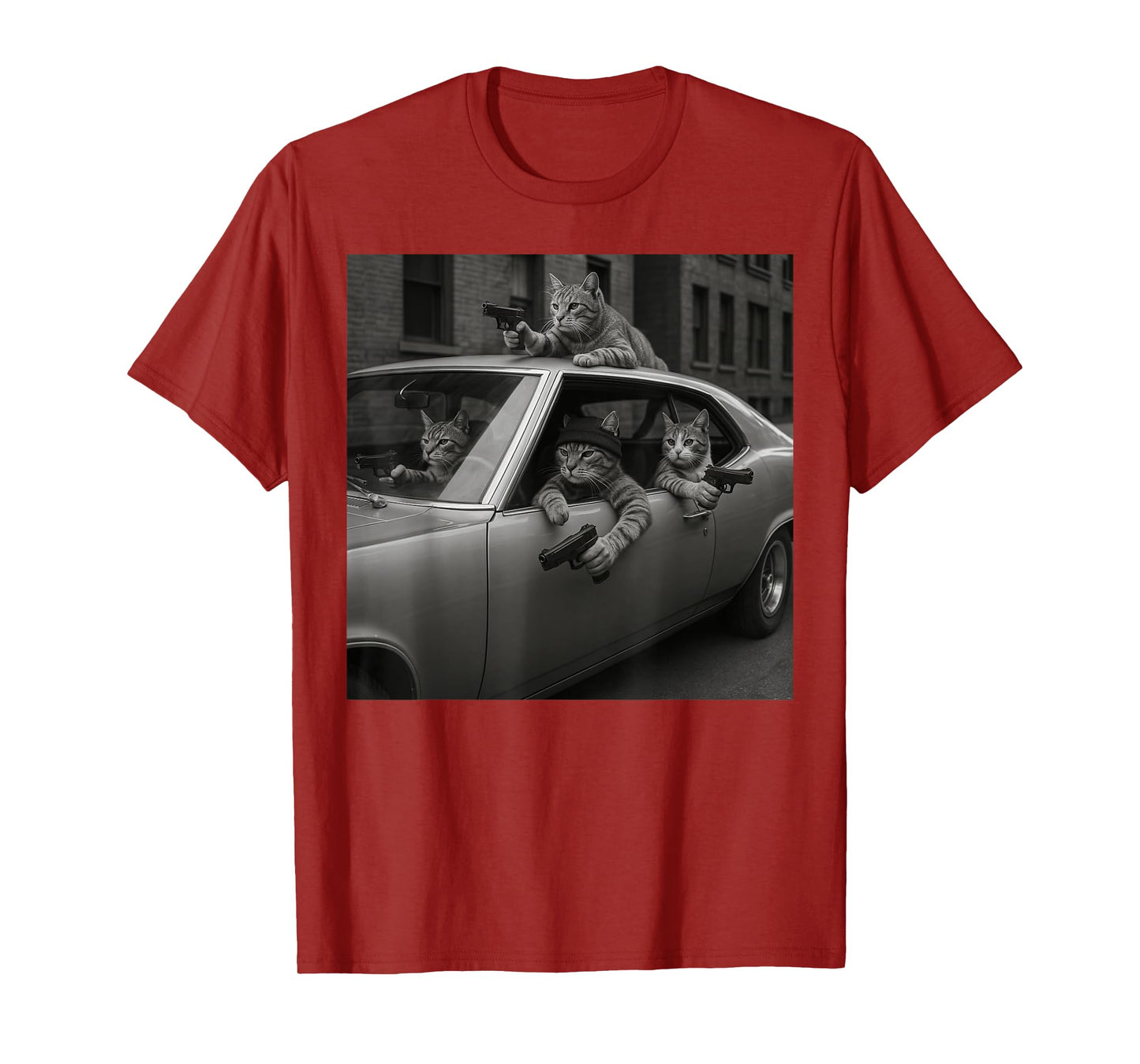 Men Women Funny Cat Gang Vintage Cute Kitten Gangster Cat T-Shirt