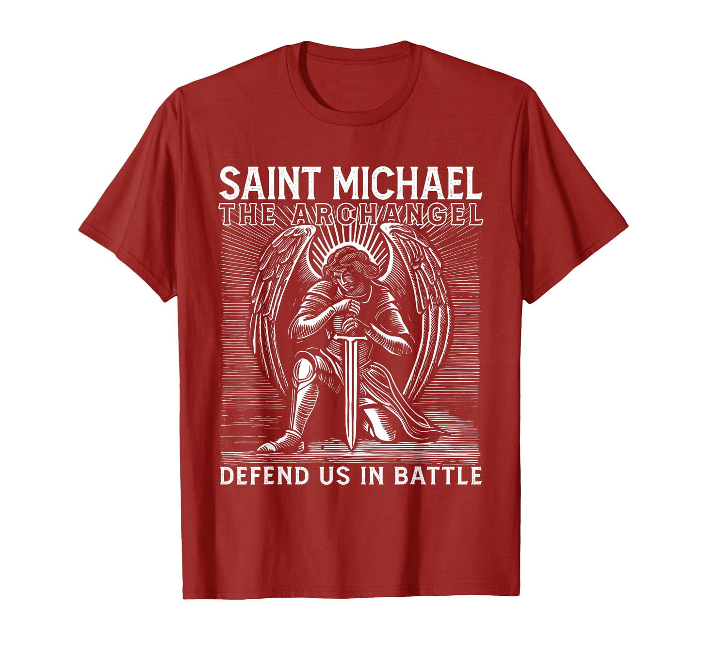 Christian Saint Michael Catholic Saint Defend Us in Battle T-Shirt