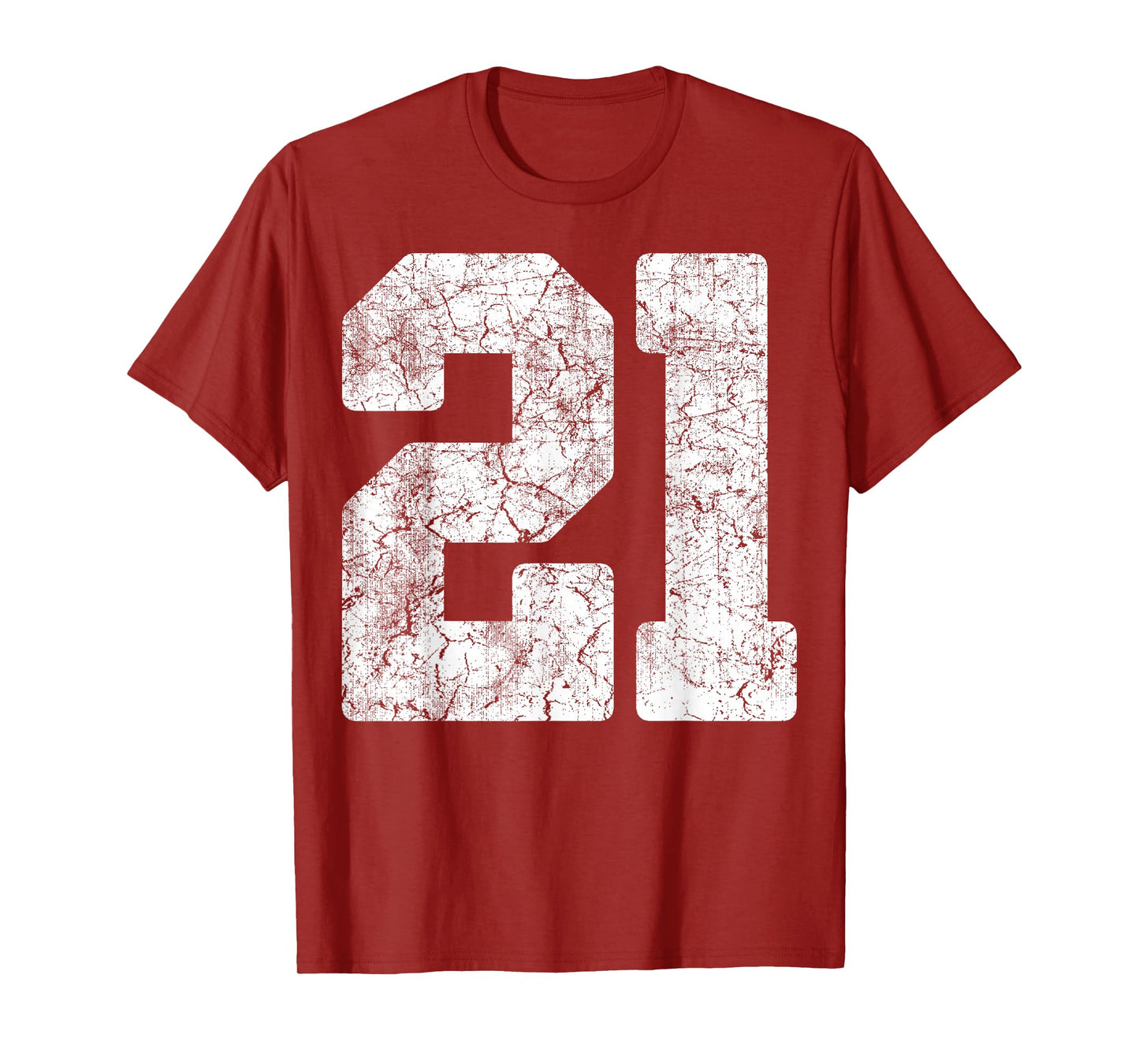 Distressed White Number 21 Jersey Player Uniform #21 Grunge T-Shirt