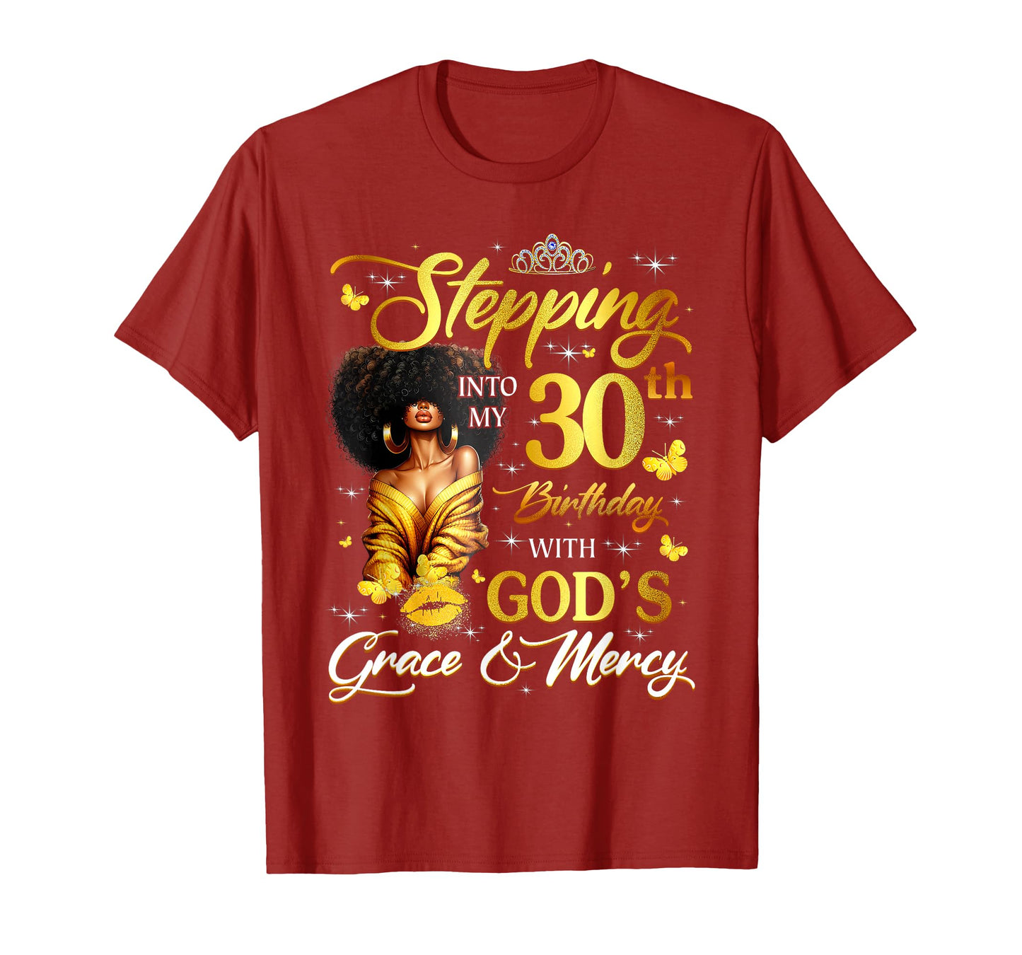 Stepping Into My 30th Birthday Black Queen Bday T-Shirt
