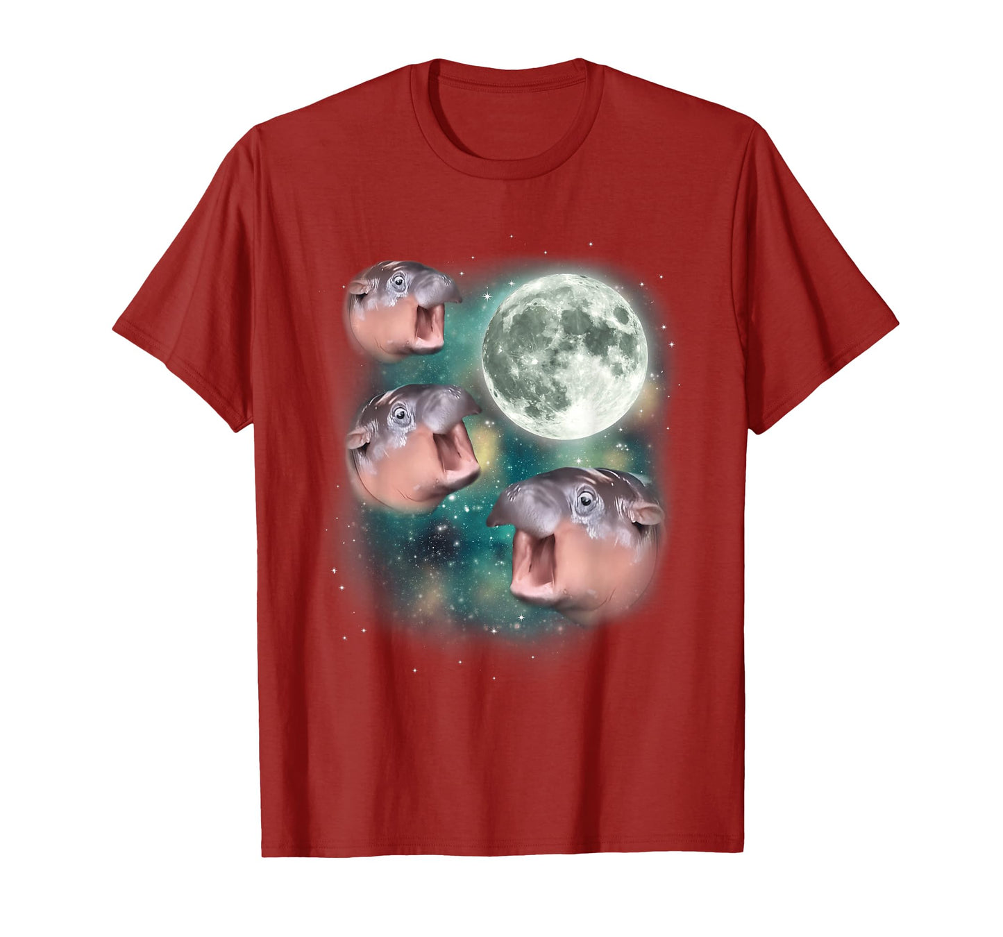 3 Moon-Deng | Baby Hippo Meme Funny Cute Hippopotamus Animal T-Shirt