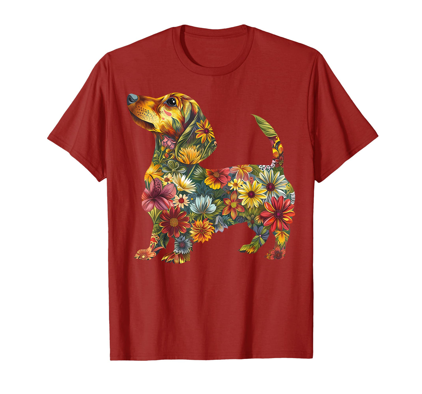 Floral Dachshund Cute Pet Dog Animal Lover Doxie Mama Women T-Shirt