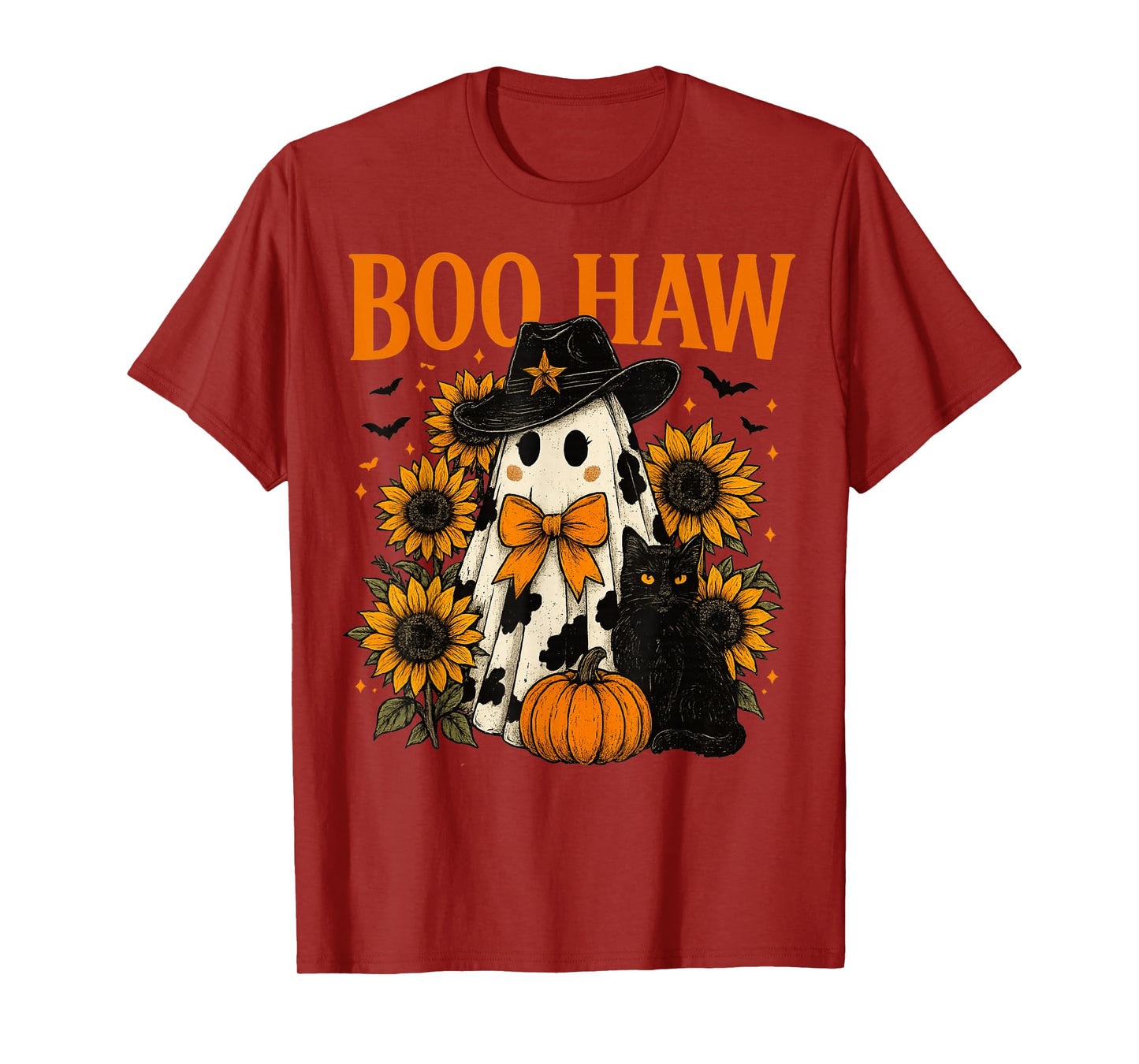 Boo Haw Retro Western Halloween Cowgirl Ghost Howdy Pumpkin T-Shirt