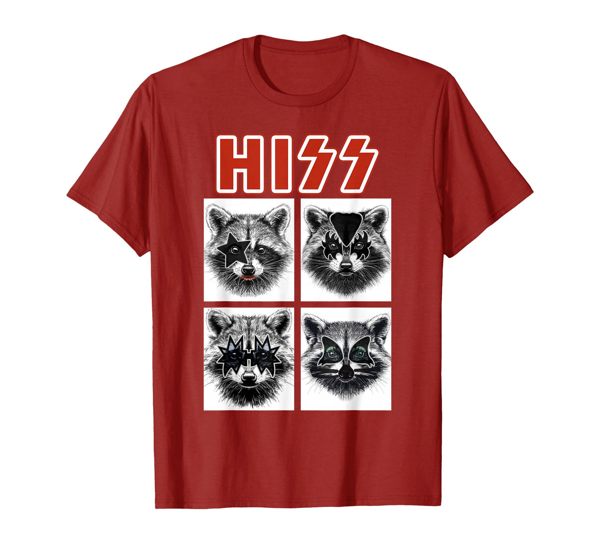 Raccoon Rock Music Band Concert Men Women Kids Funny Raccoon T-Shirt