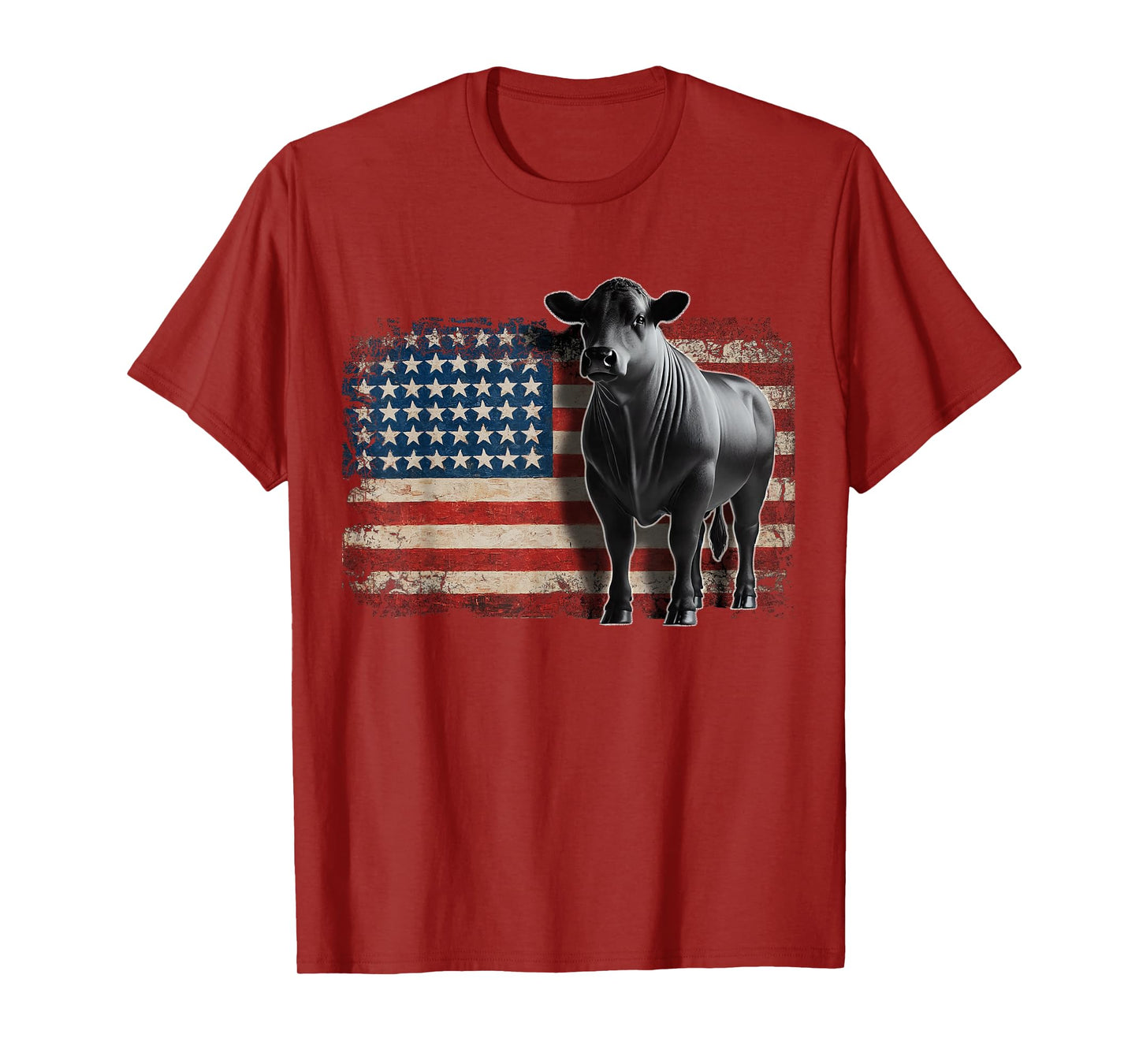 Angus Rancher USA American Flag Cow T-Shirt