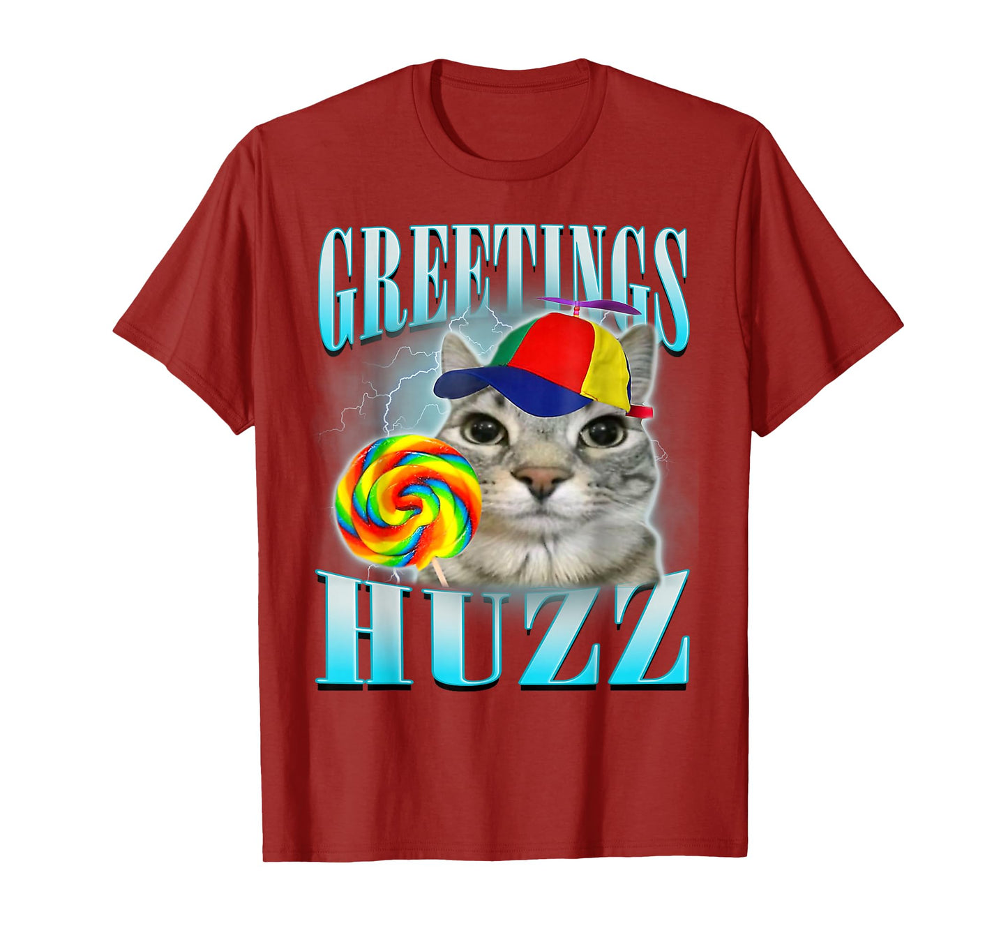 Lollipop Cat Meme Greetings Huzz Funny Silly Cats Humor T-Shirt