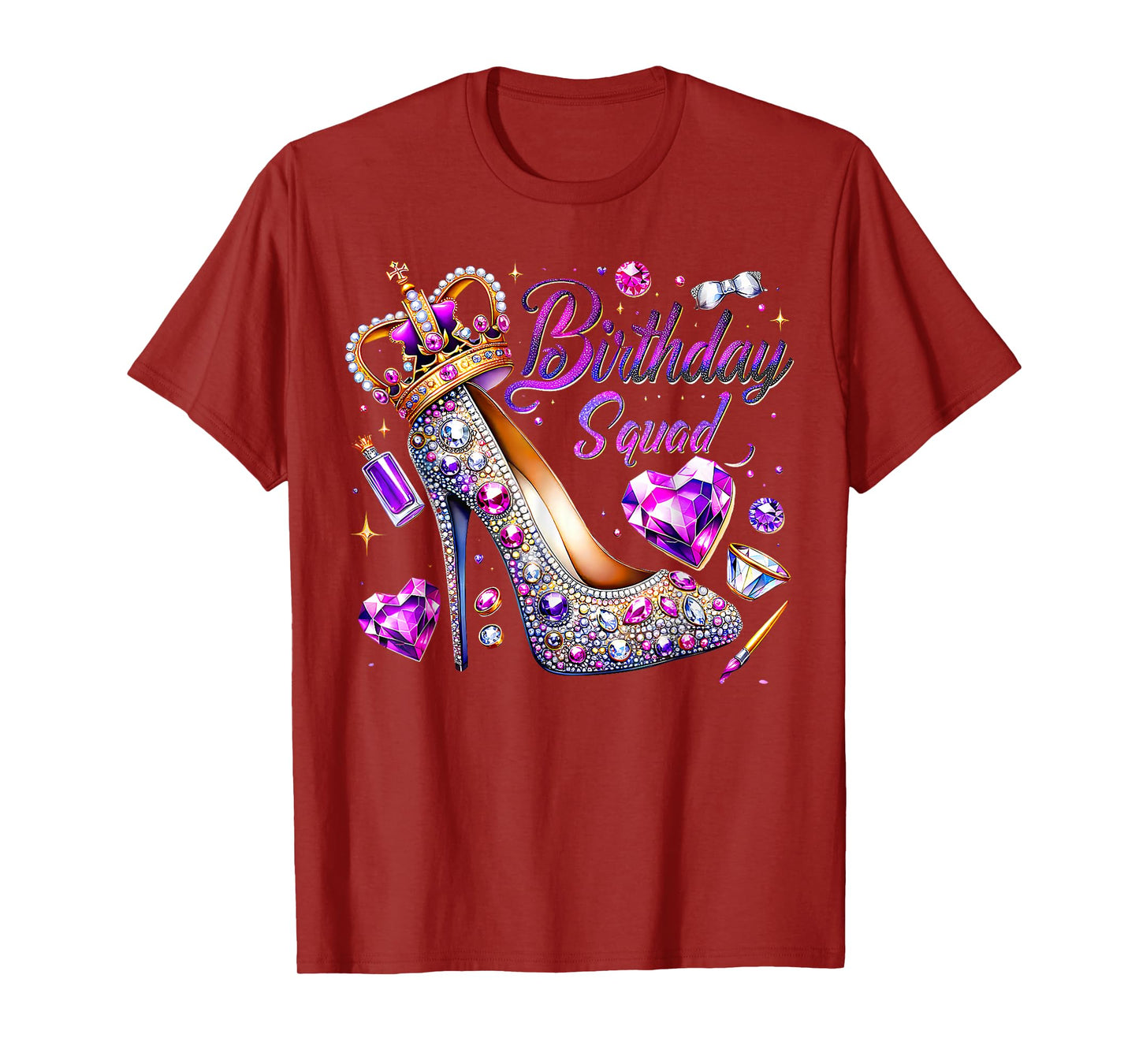 Birthday Squad Diva Squad Crown Hearts Birthday Women Girls T-Shirt