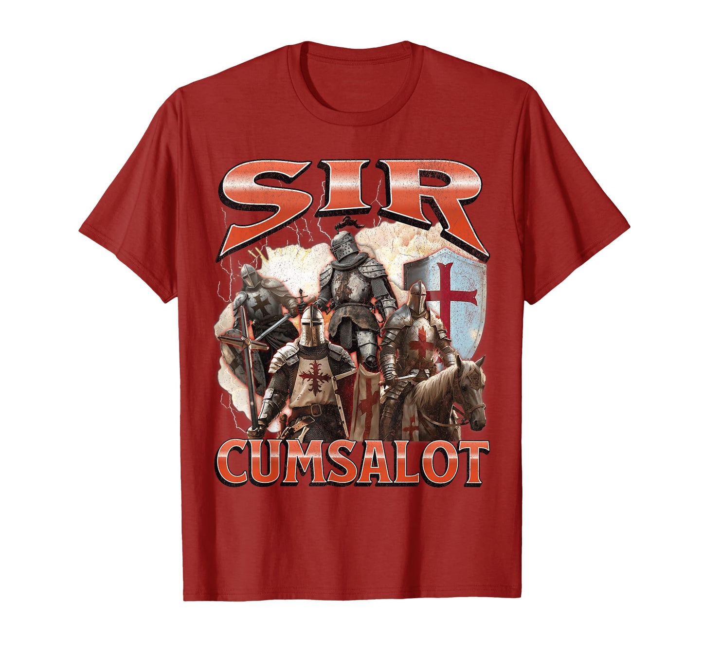 Sir Cumsalot Funny Offensive Knight Meme Bootleg Graphic T-Shirt