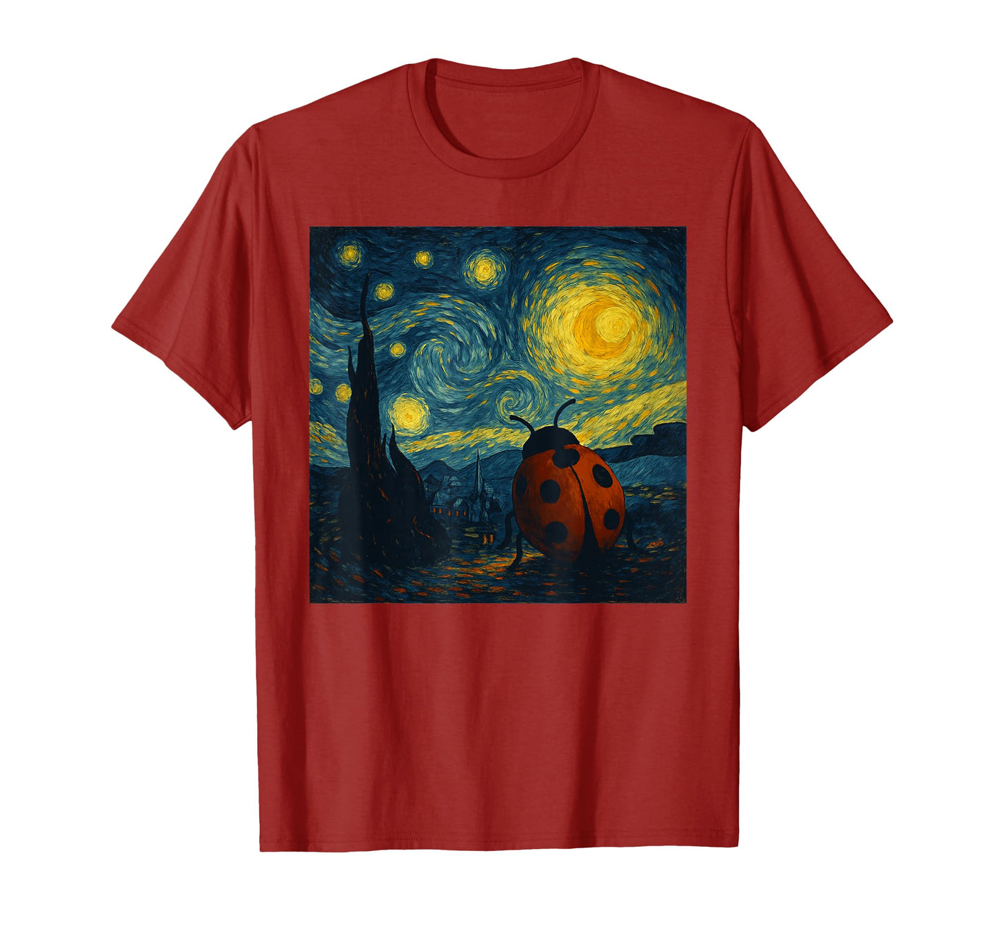 Starry Night Van Gogh Ladybug Funny Graphic T-Shirt