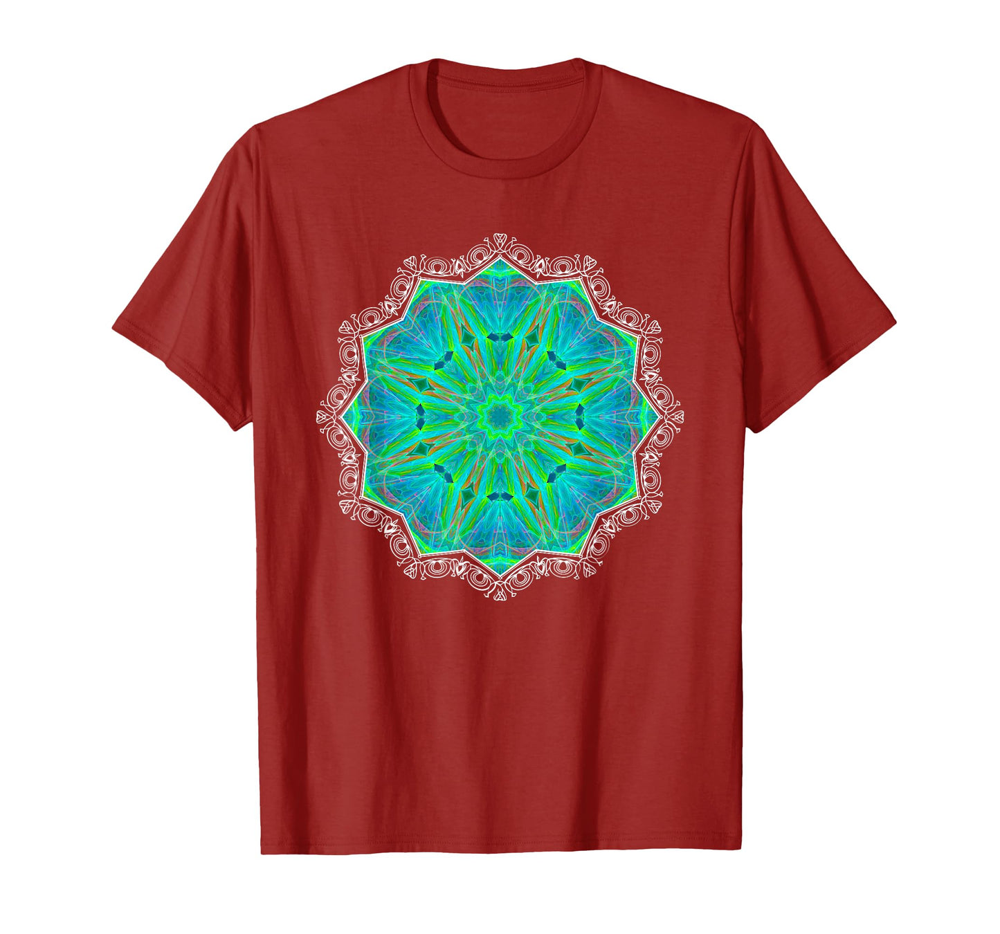 Green Kaleidoscope-art Mandala Geometry Gaia Yoga Mantra T-Shirt