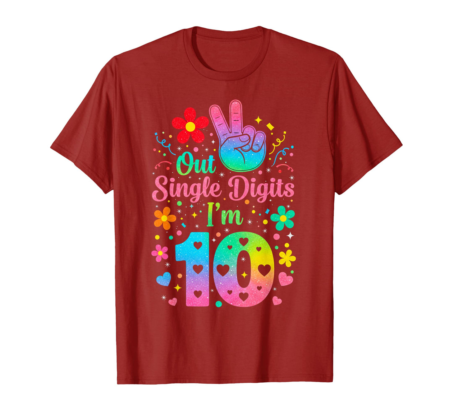 Hello Ten Double Digits Cute Coquette Bow 10th Birthday Girl T-Shirt