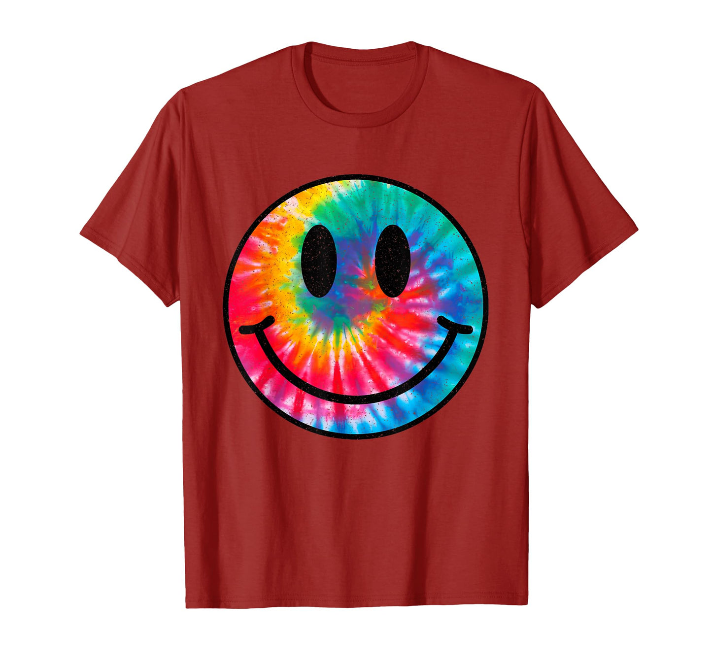 Retro Happy Face Tie Dye Checkered Pattern Smile Face Trendy T-Shirt