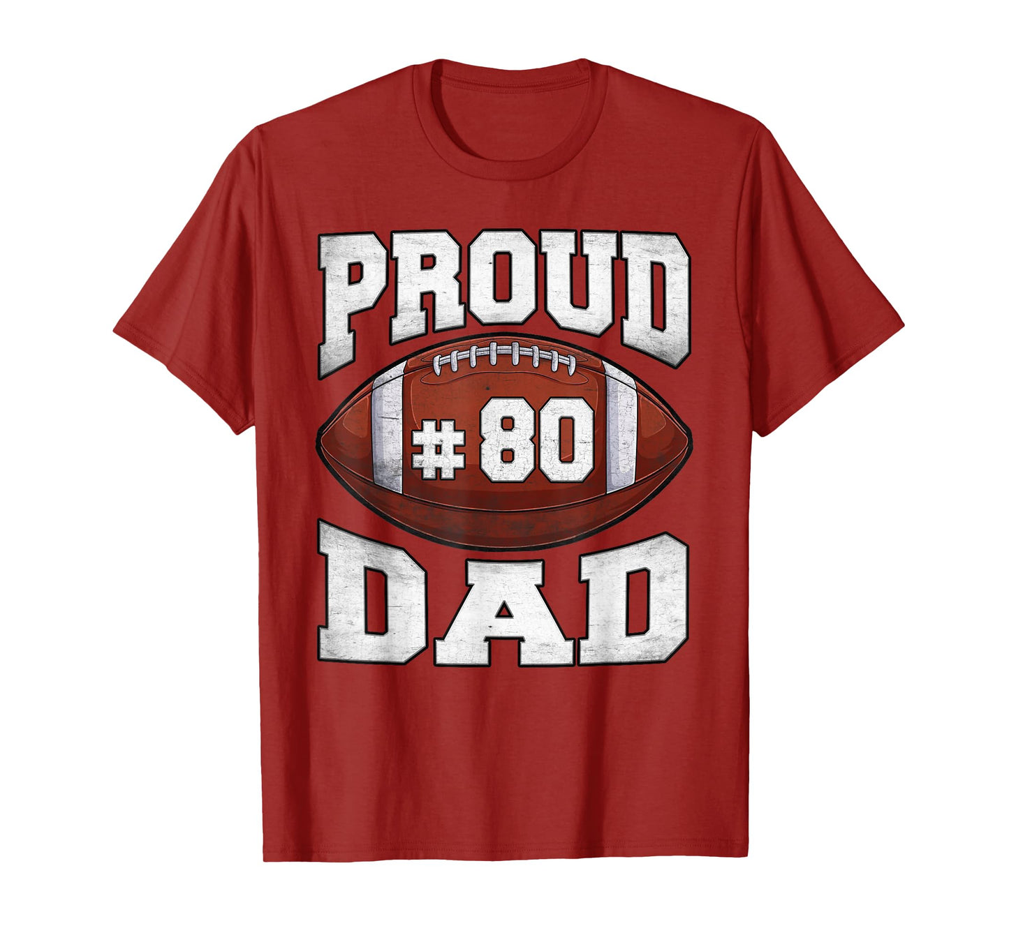 Proud Football Dad Number Jersey Night Number 80 Football T-Shirt