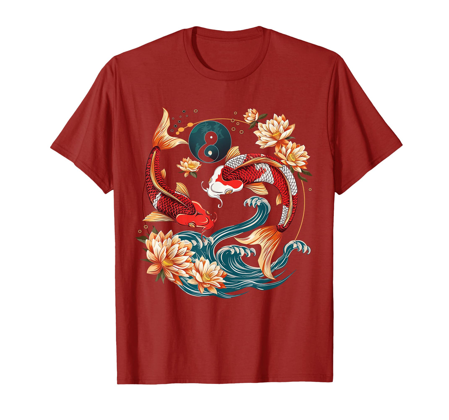 Japanese Koi Fish Vintage Lotus Flowers T-Shirt