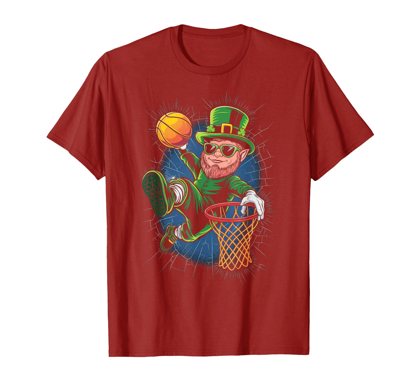 Leprechaun Playing Basketball St Patricks Day Men Youth T-Shirt