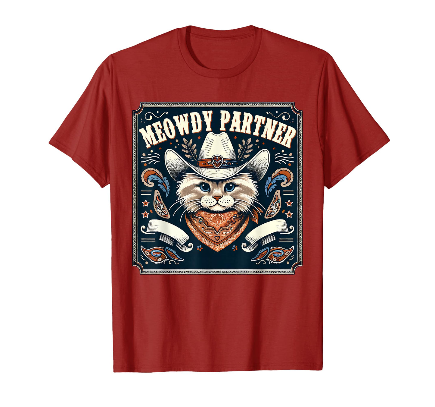 Cat Cowboy Funny Mashup Meowdy Partner Poster Western T-Shirt