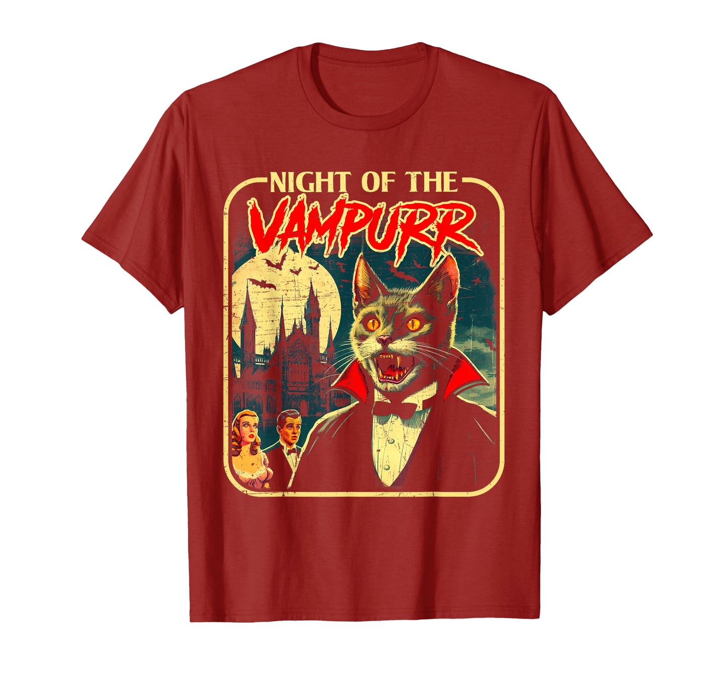 Night of the Vampurr Funny Cat Halloween T-Shirt