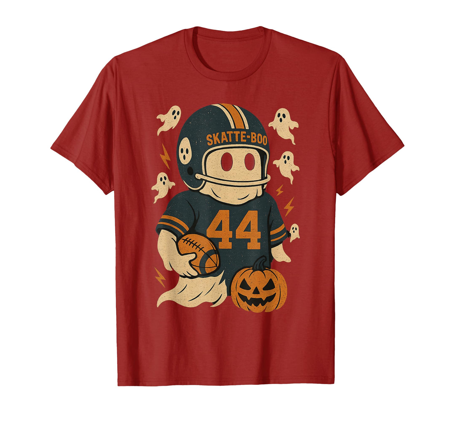 Vintage Skatte-Boo Ghost Football Lover Halloween T-Shirt