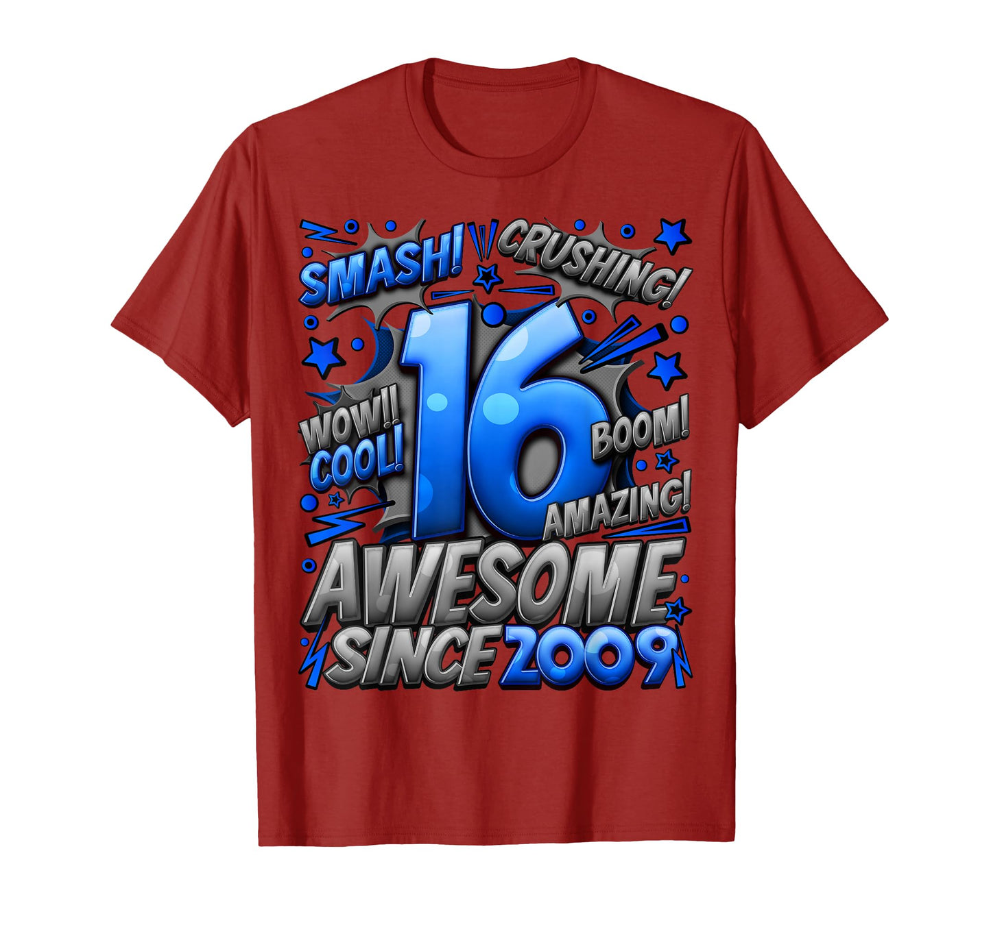 New Comic Style Birthday Gifts 2025 For Boys Unisex 16th Birthday T-Shirt Black Small