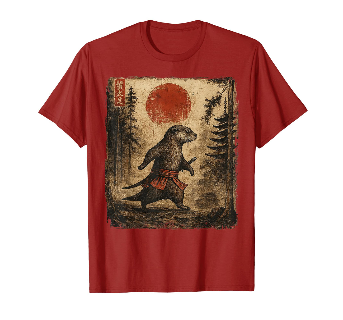 Samurai Otter Japanese Vintage Funny Gifts Graphic Art T-Shirt