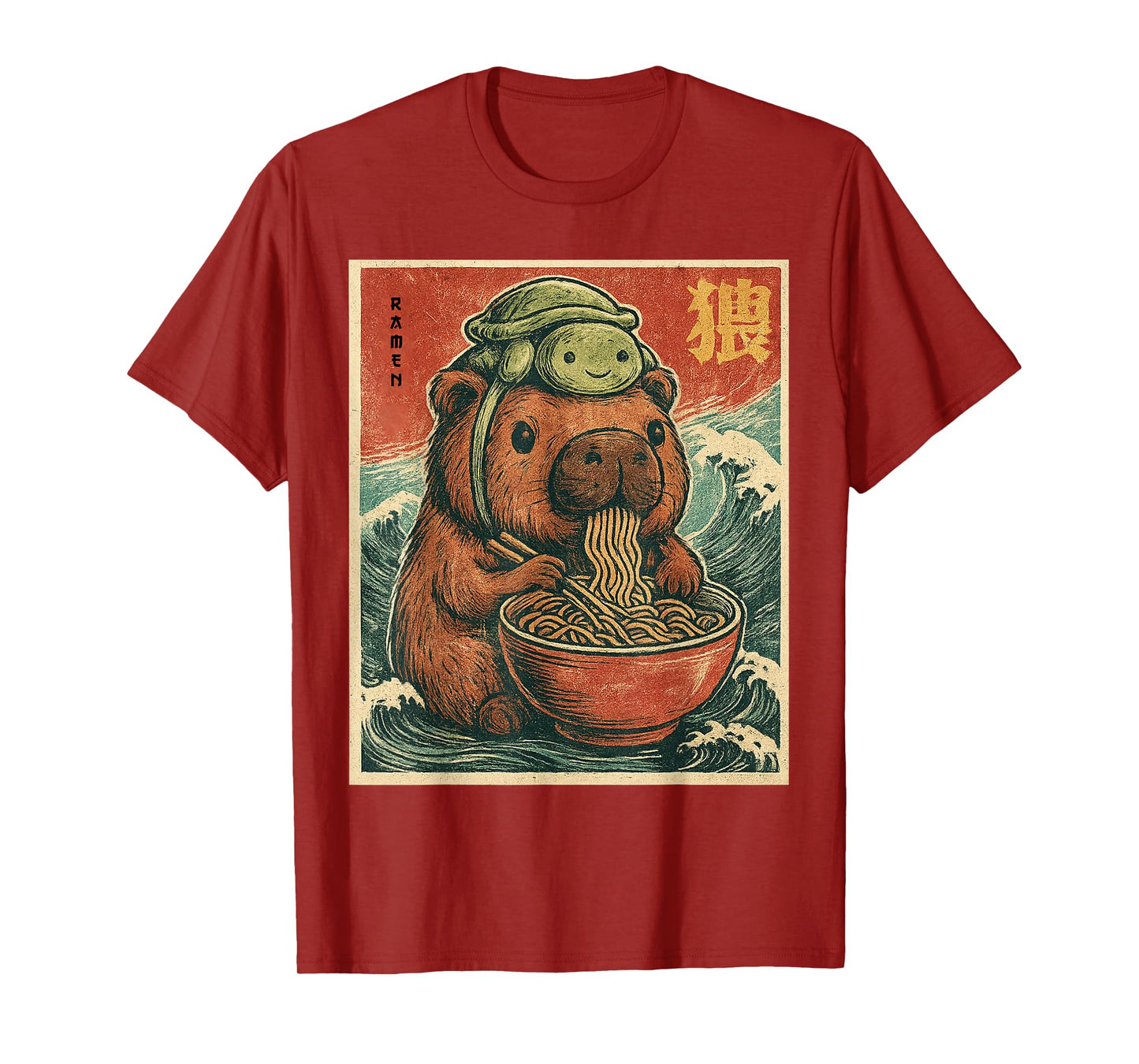 Cute Capybara and Turtle Backpack Ramen Kawaii Capybara Kids T-Shirt