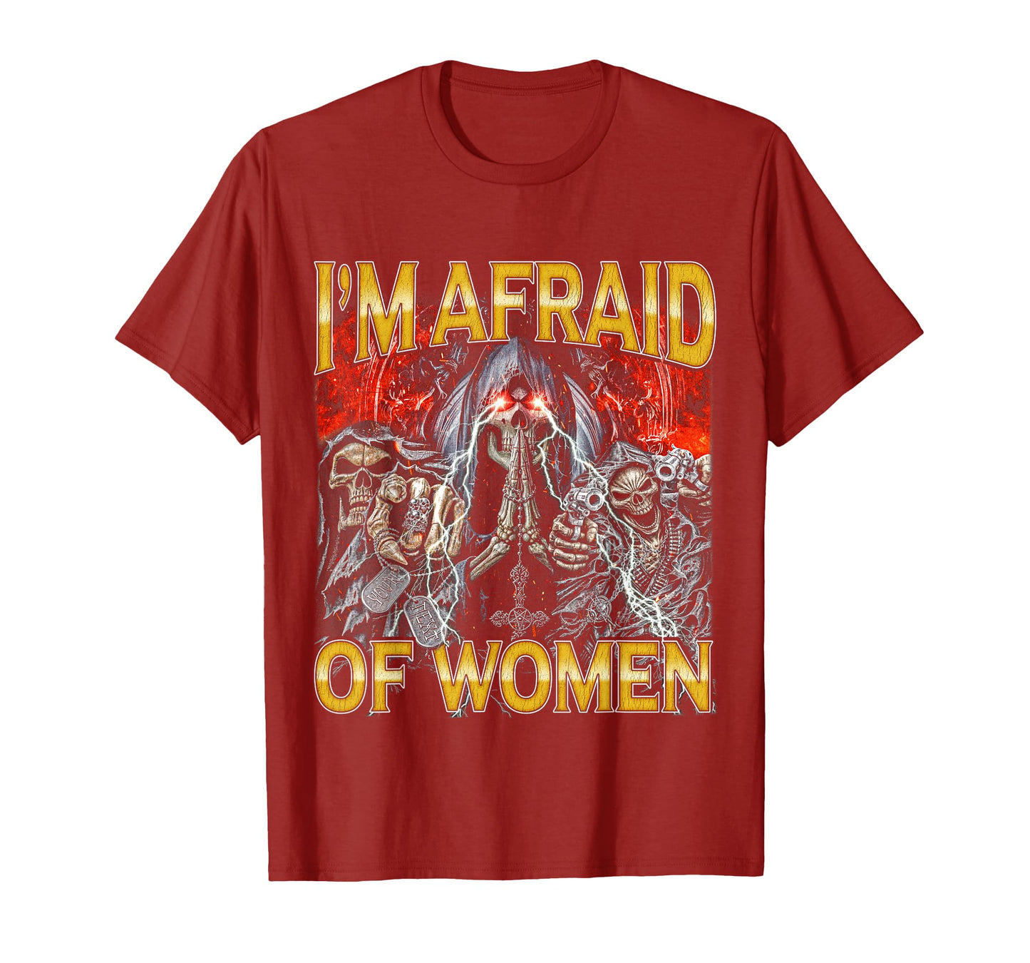 Afraid Of Women - Edgy Skeleton Bootleg Hard Skeleton Meme T-Shirt