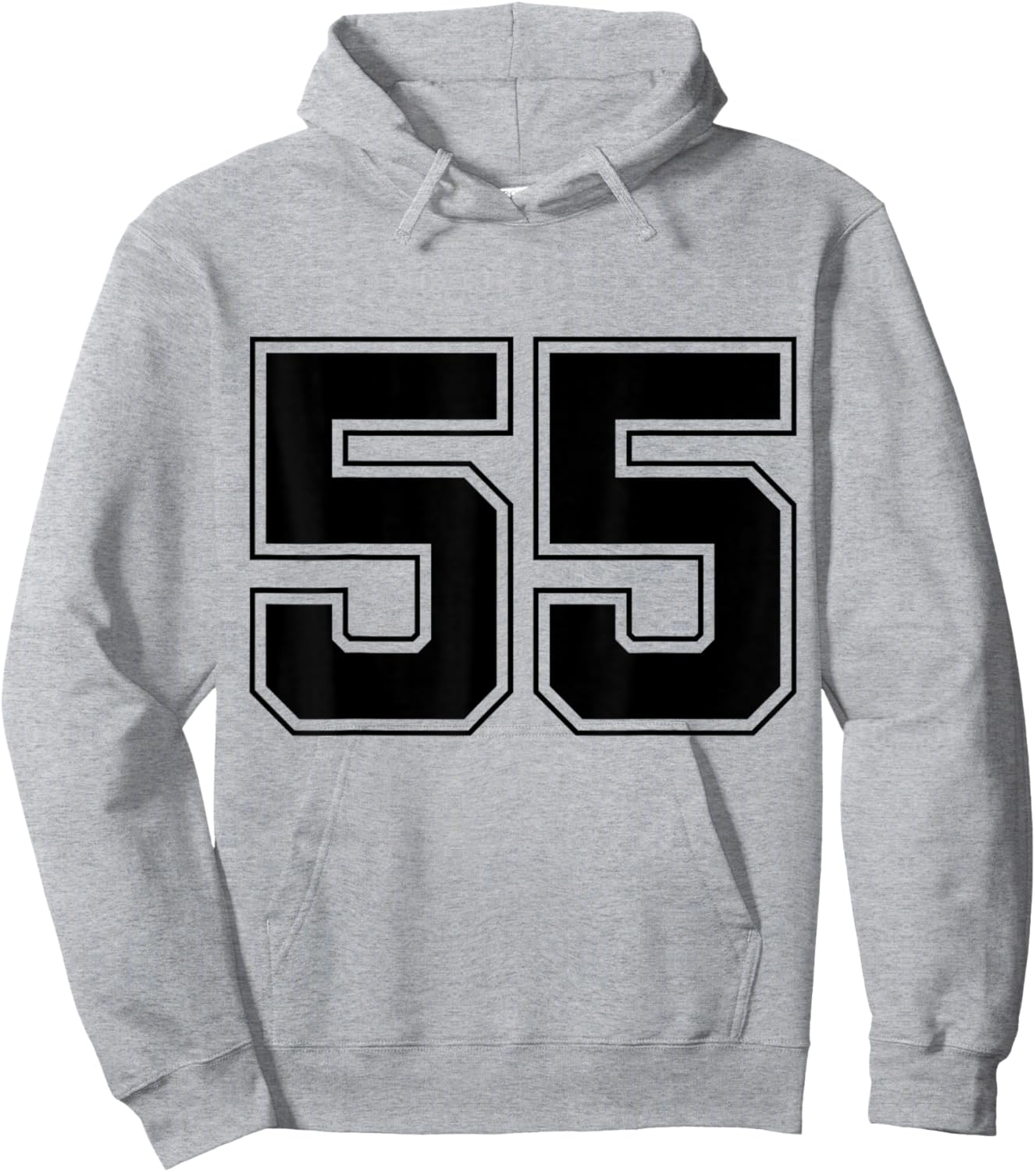 Number 55 Big Bold Capital Varsity Alphabet Monogram Hoodie - Hoodie | Ash