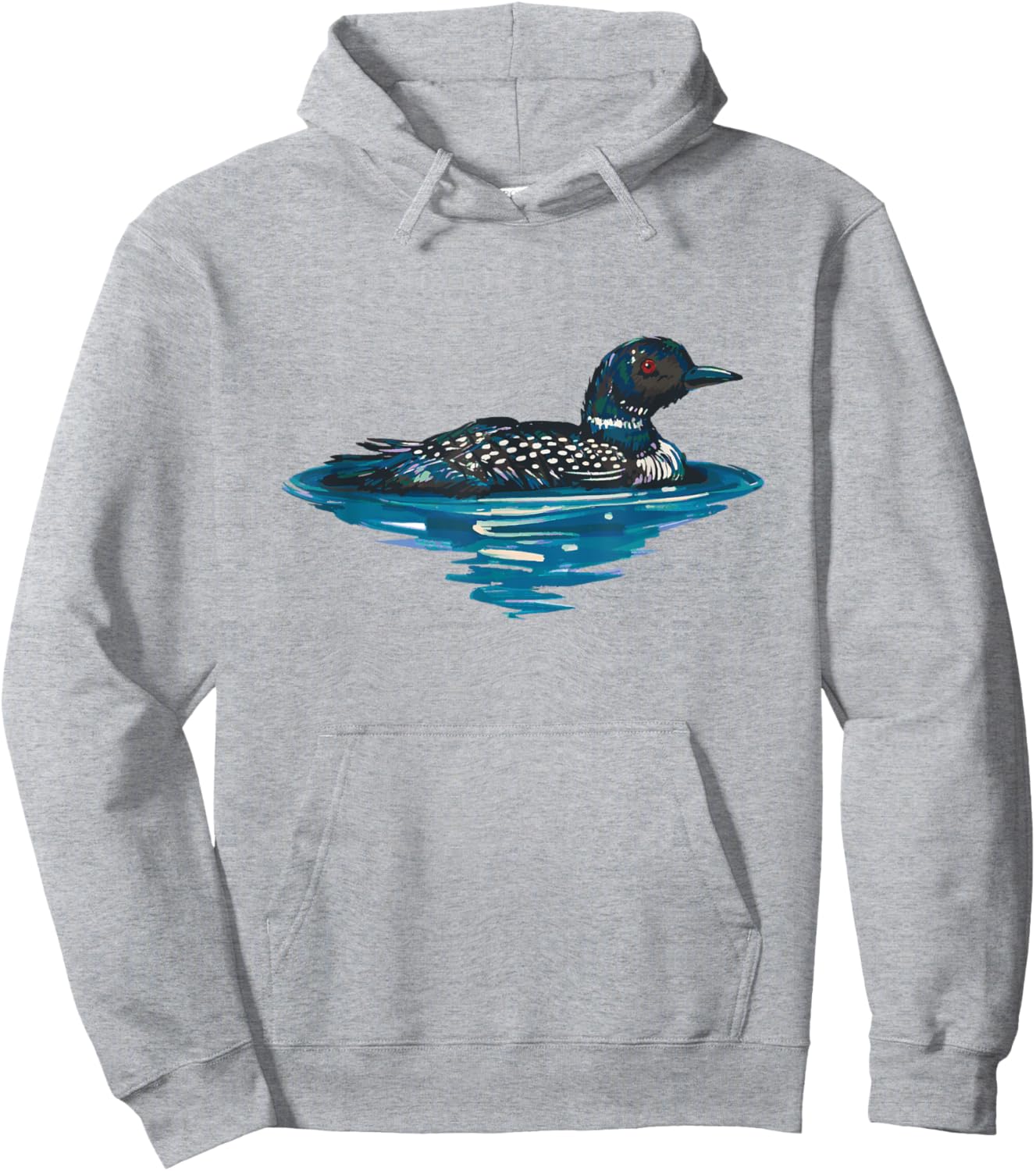 Loon Bird Painting Duck Lake Hoodie - Hoodie | Ash
