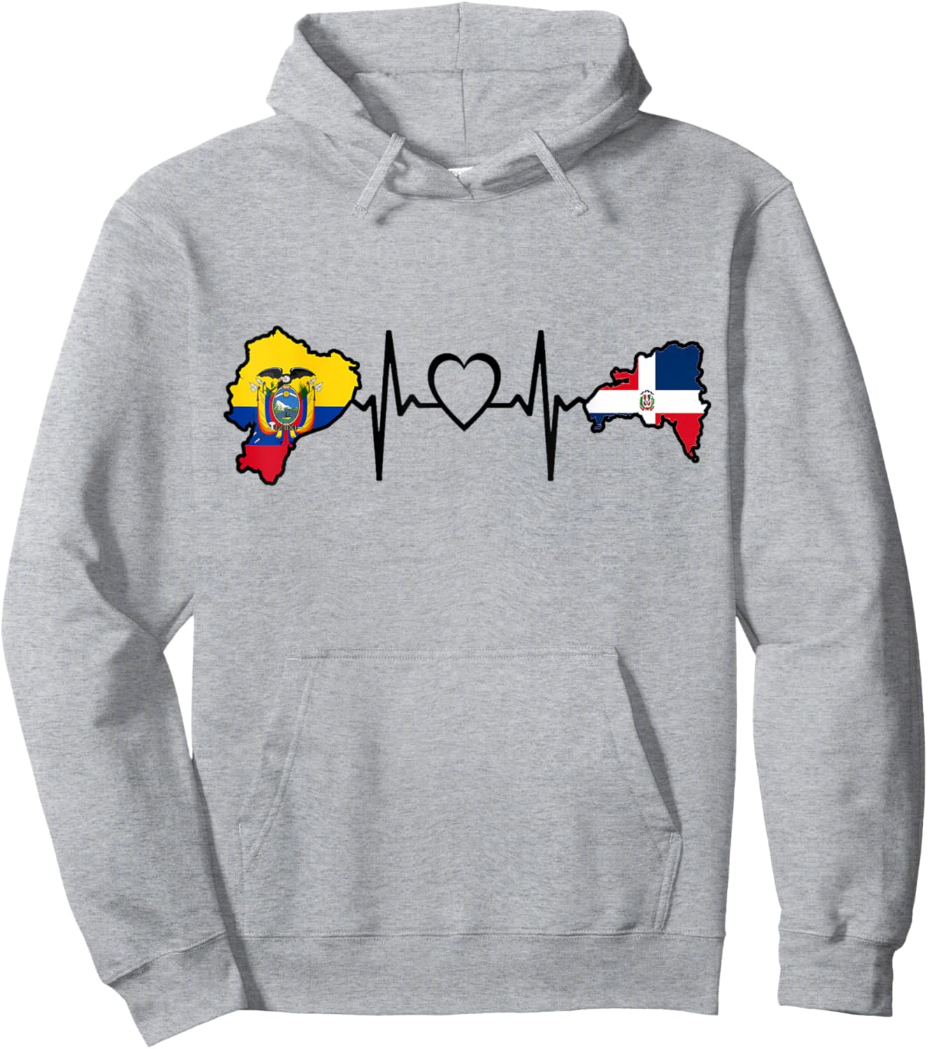 Dominican Ecuadorian Heartbeat Ecuador Flag Heritage Hoodie - Hoodie | Ash