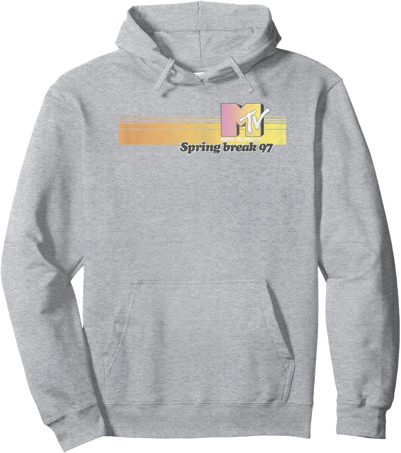 MTV Spring Break 97 Retro Striped Logo Hoodie - Hoodie | Ash