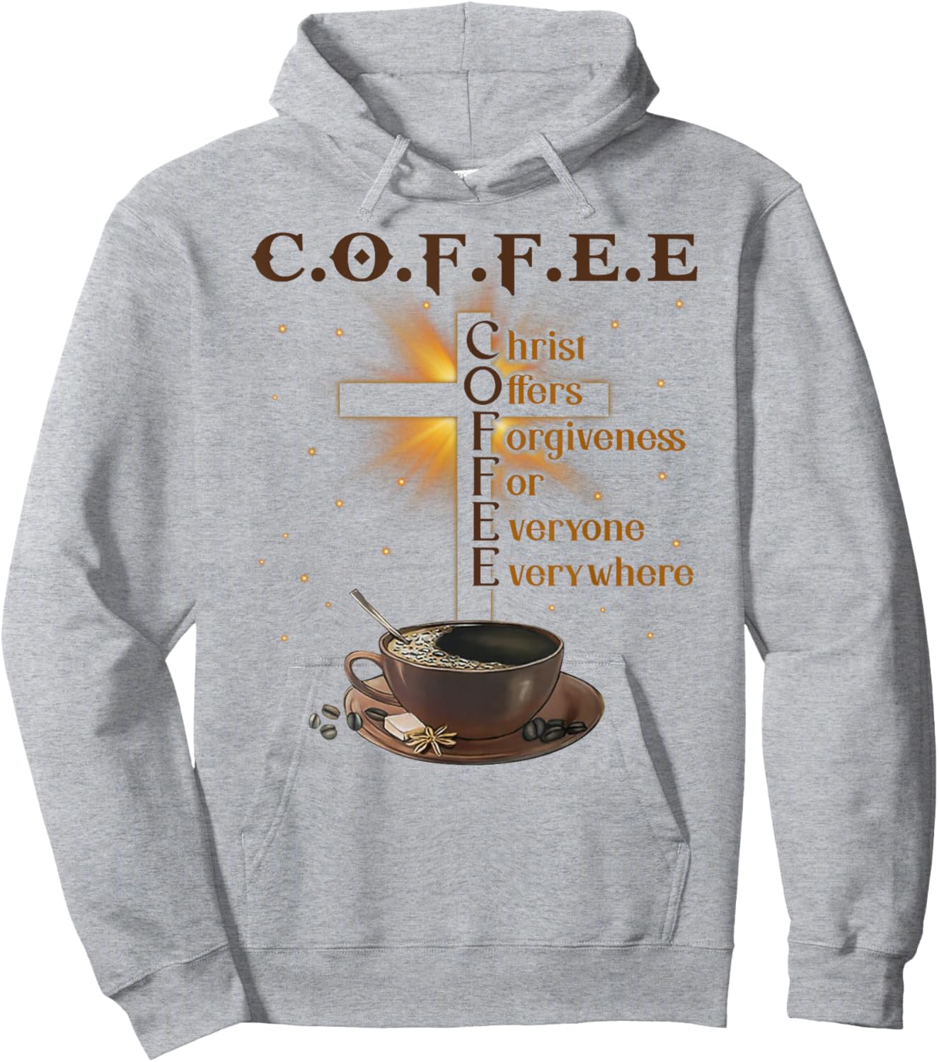 Coffee Christ Offers Forgiveness For Everyone Everywhere Hoodie - Hoodie | Ash