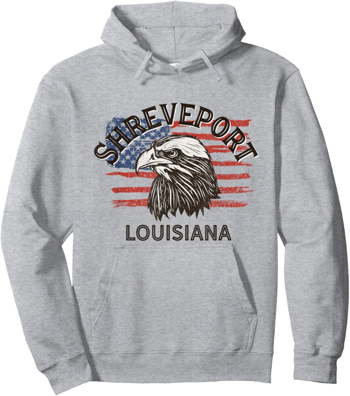 Retro Eagle USA Flag Louisiana - Vintage Shreveport Women Men Hoodie - Hoodie | Ash