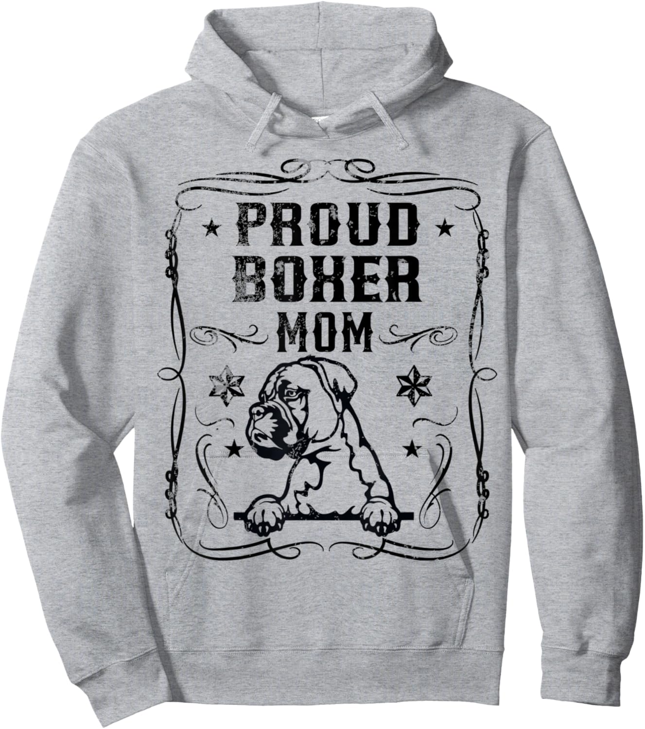 Proud Boxer Mom Best Cute Puppy Dog Lover Mothers Day Themed Hoodie - Hoodie | Ash