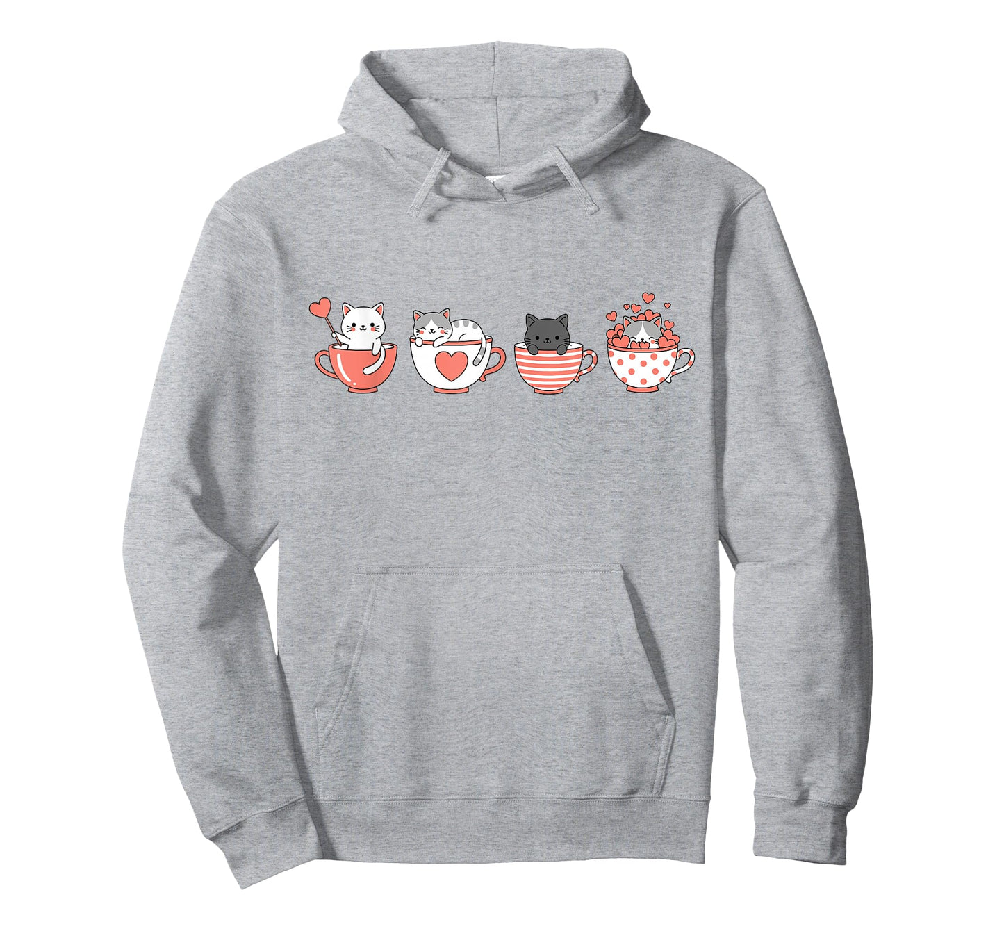 Kawaii Cat Cute Valentine Hearts Teacup Kitty T-Shirt