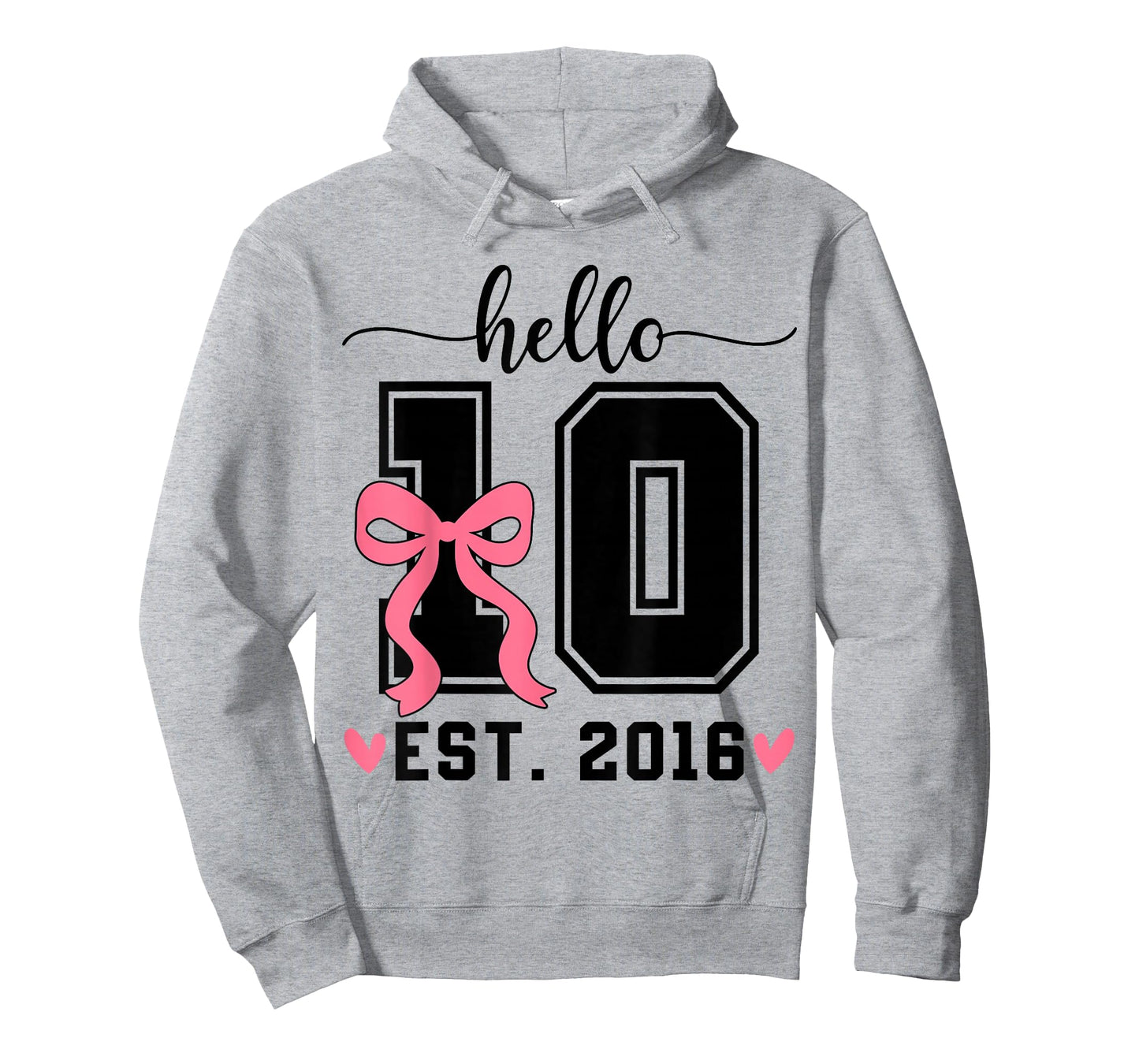 Hello Ten Est 2016 Bow 10th Birthday Double Digits Girls T-Shirt