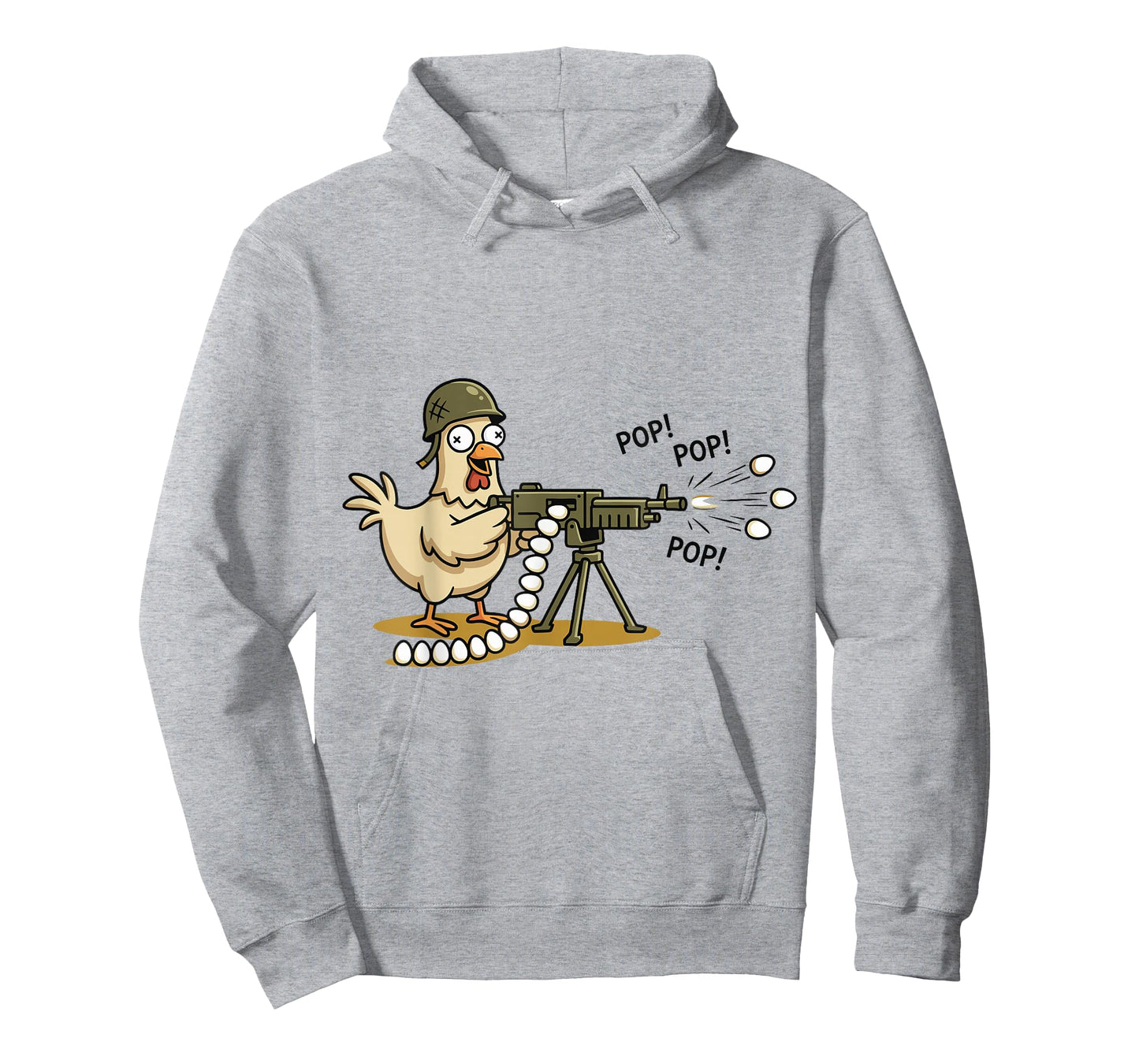 Funny Military Chicken Soldier with Heavy Gun Shooting Eggs T-Shirt
