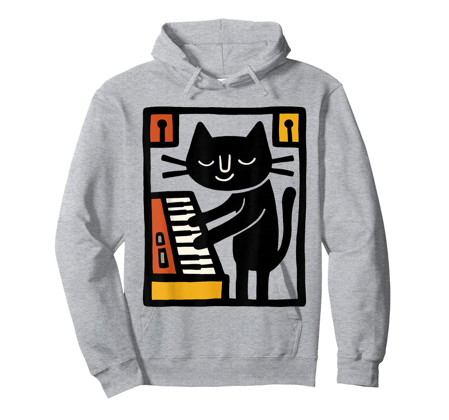 Cat Playing Keyboard – Funny Music Cat Illustration Art T-Shirt
