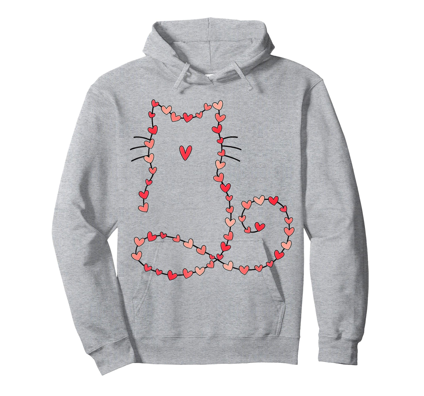 Cute Cat Outline Made of Hearts Valentine Style for Cat Love T-Shirt