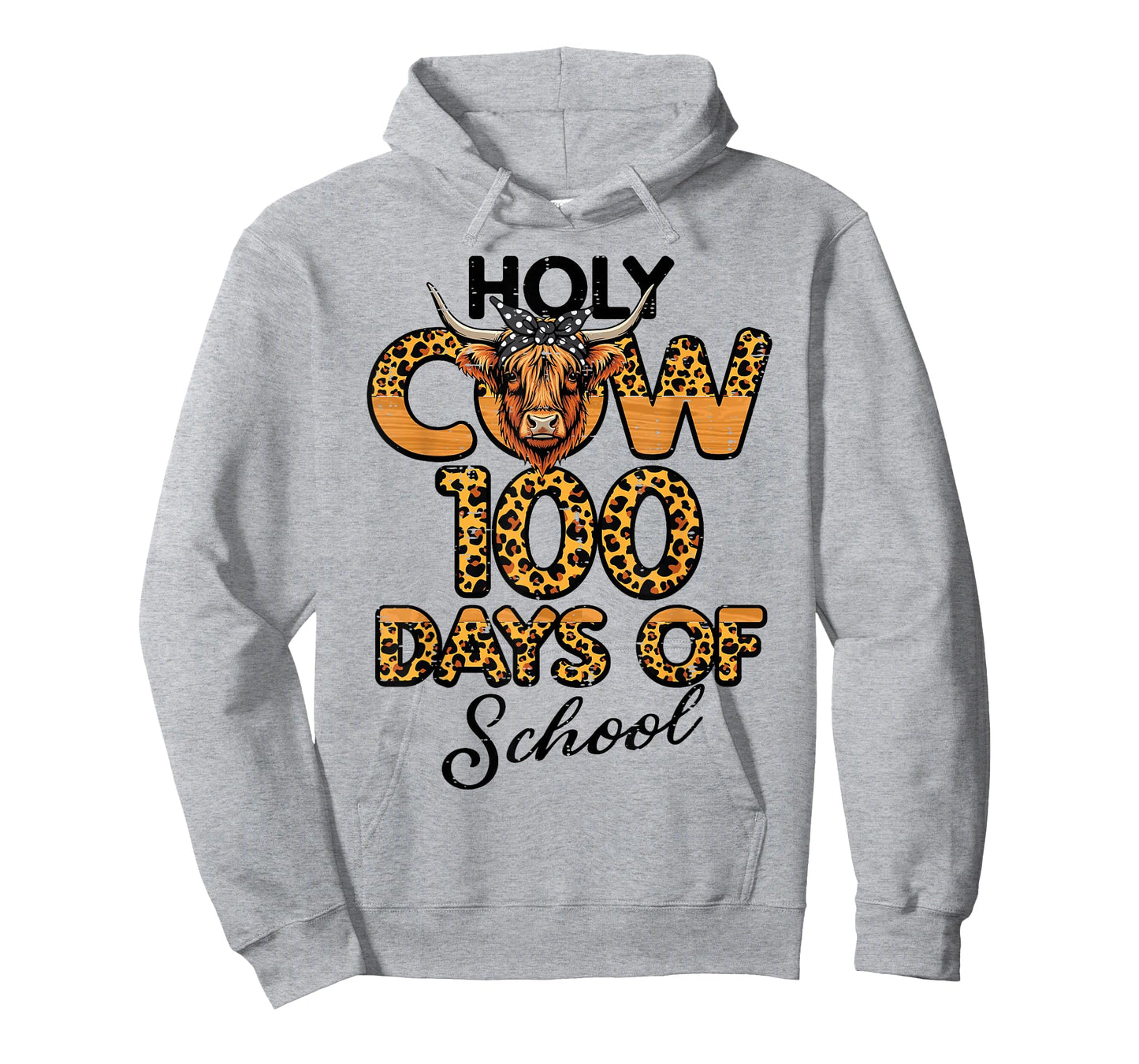 Holy Cow 100 Days of School Leopard 100th Day Kids Women T-Shirt