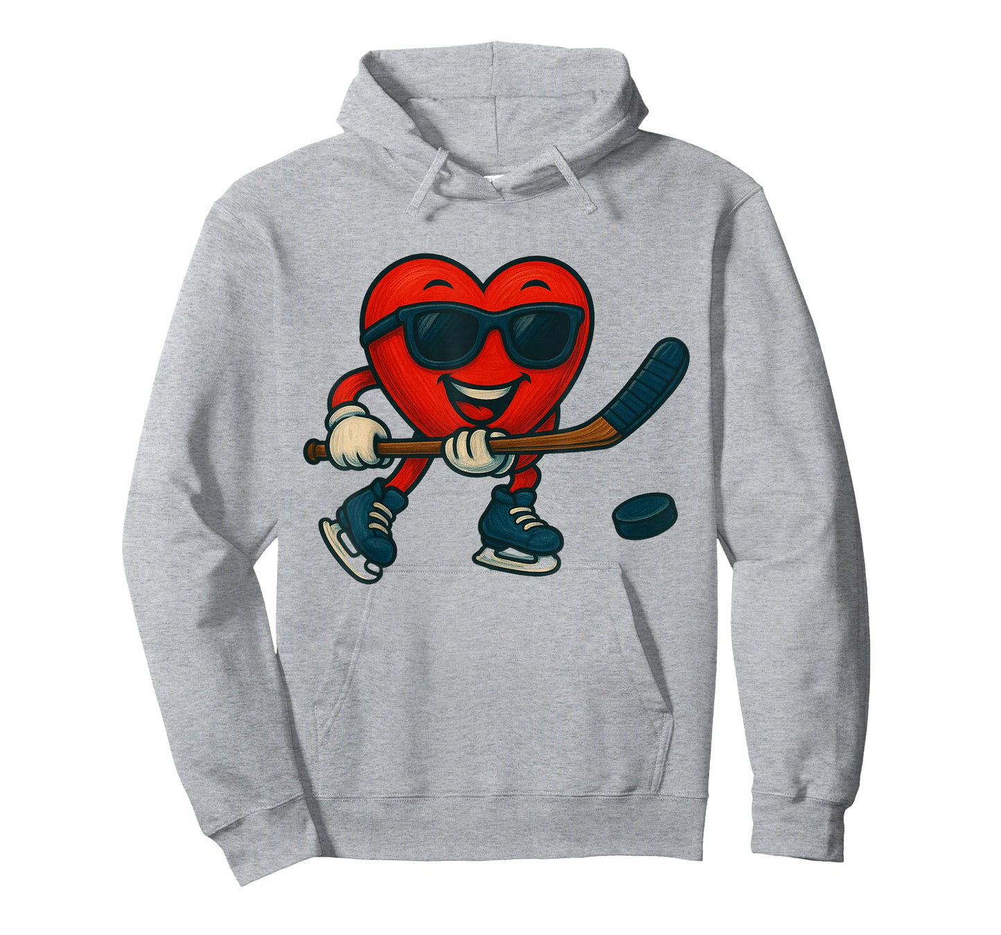 Valentines Day Ice Hockey Funny Red Heart Love Boys Kids T-Shirt