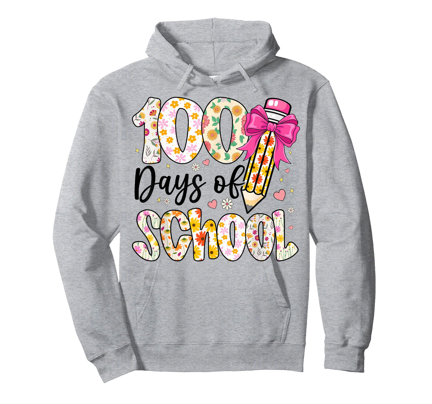 100 Days of School Floral 100th Day of School Teachers Girls T-Shirt