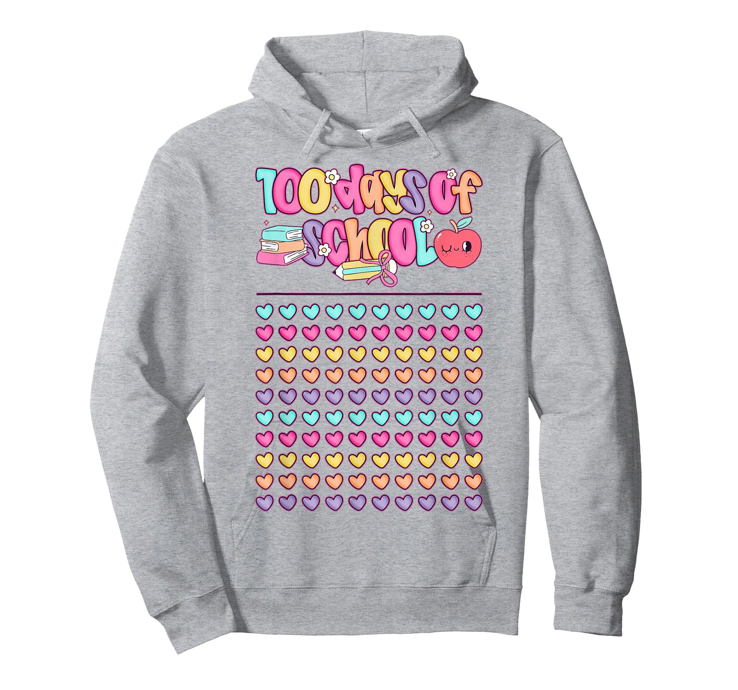 100 Days of School for Girl Kids Cute Hearts Student Teacher T-Shirt