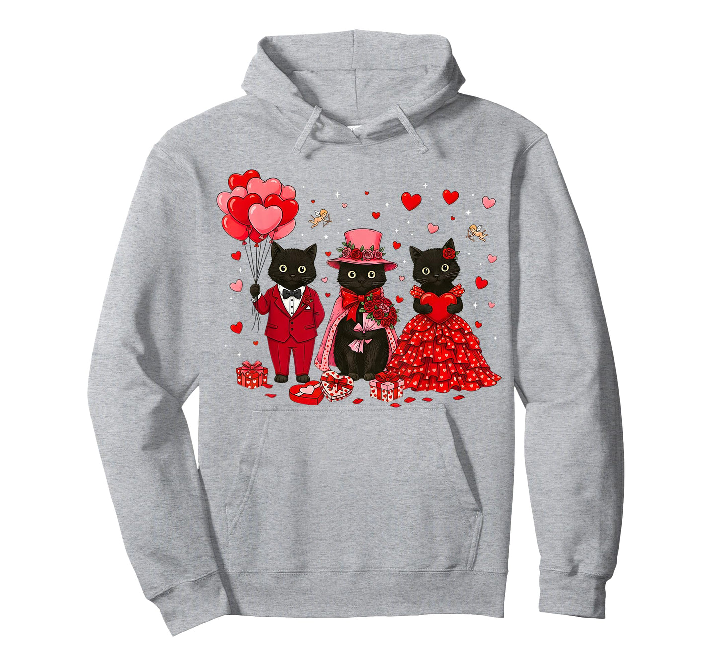 Retro Black Cat Meowentine's Day Heart Valentines Day Women T-Shirt