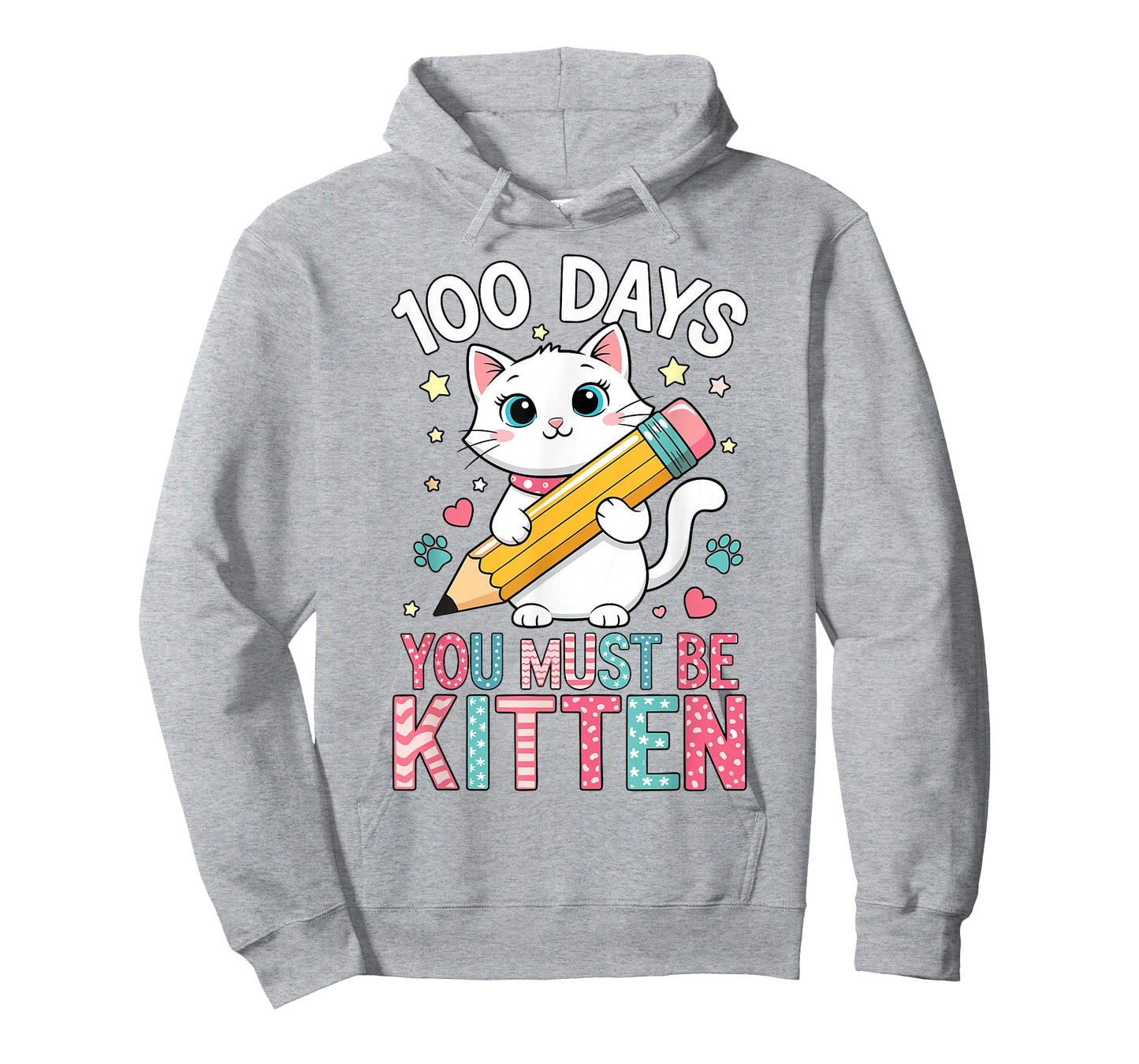 Cute 100 Days of School cat Girls Kids 100th Day of School T-Shirt