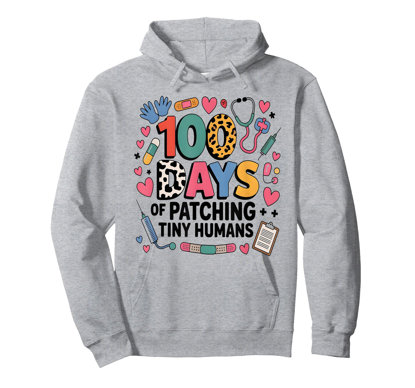 Funny School Nurse 100 Days PATCHING Tiny Humans Ice Pack NP T-Shirt