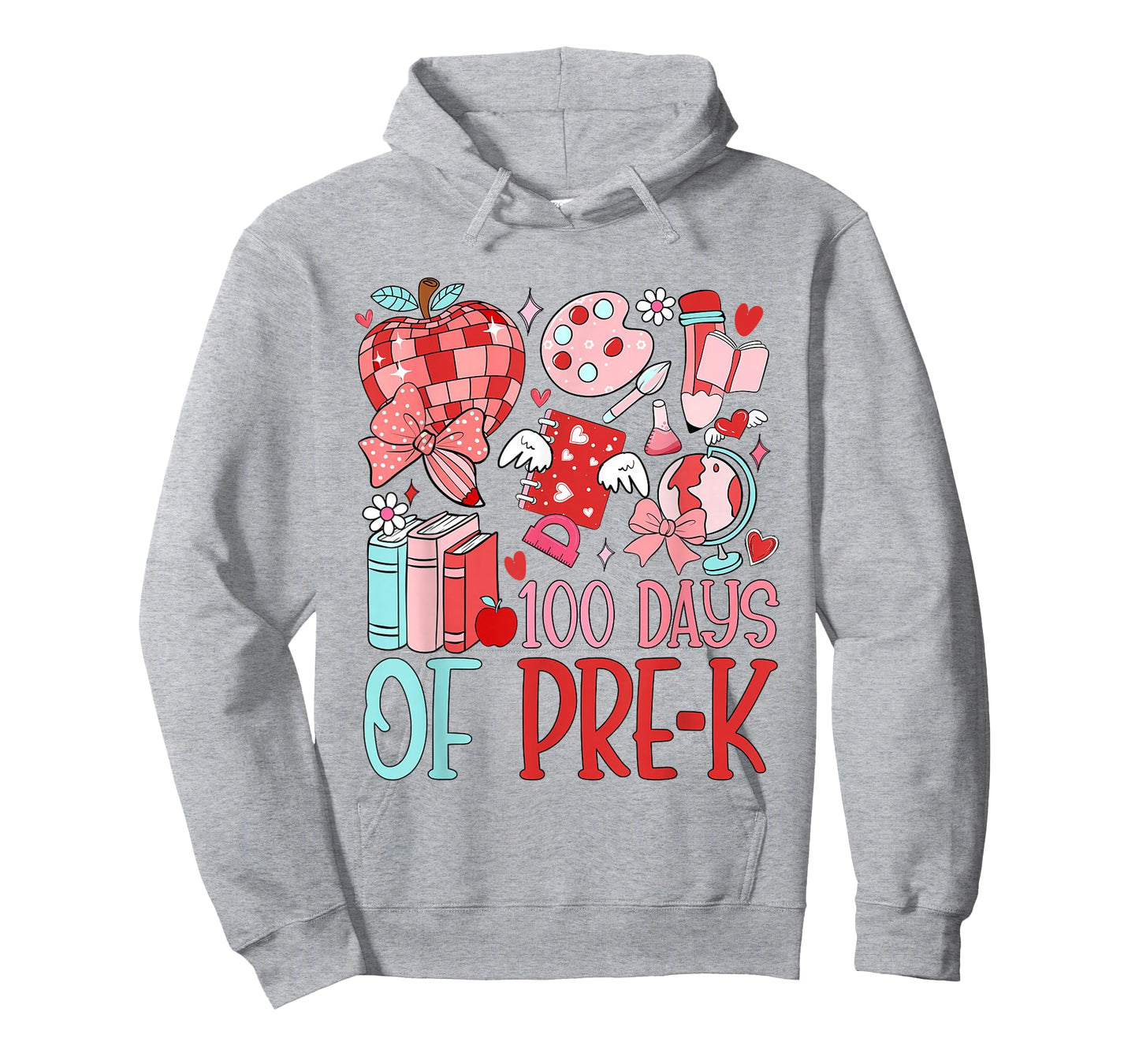 100 Days of Pre-k Valentine 100th Day of School Teacher Kids T-Shirt