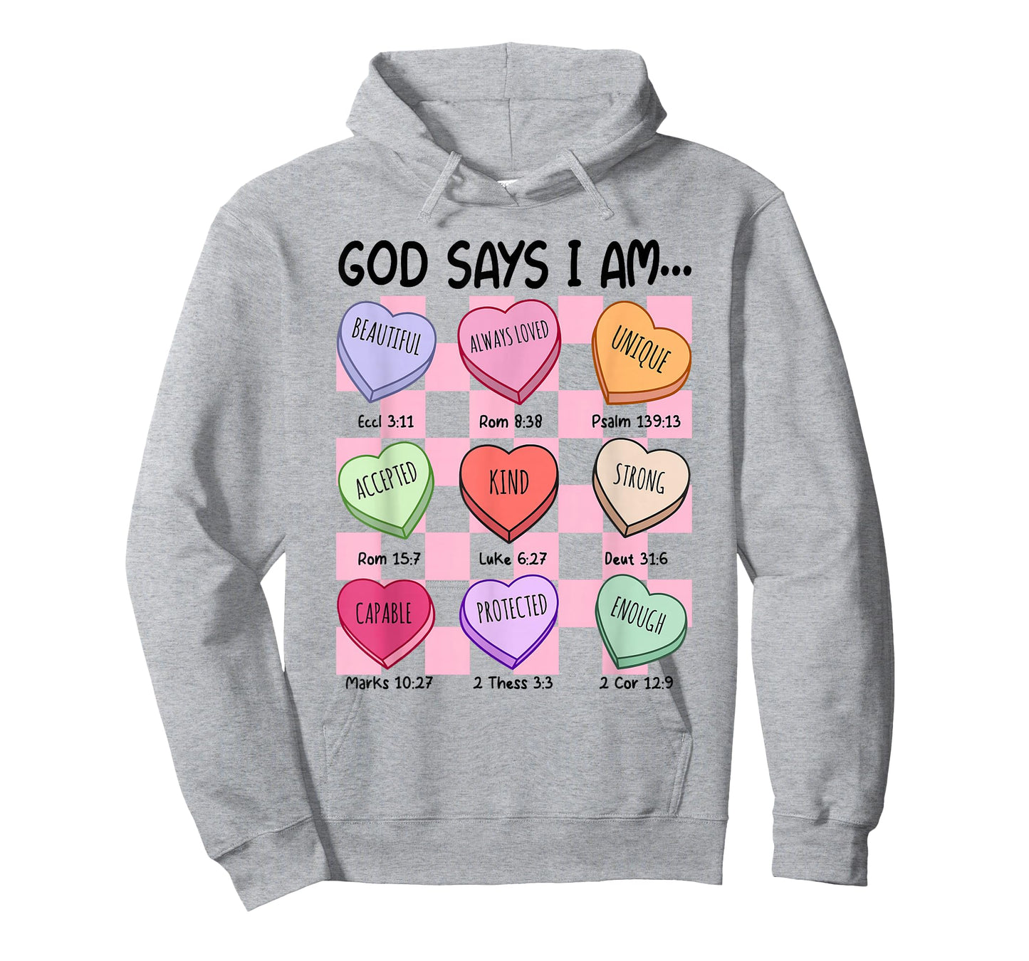 God Says I Am Toddler Kid Girls Valentine Hearts Bible Verse T-Shirt