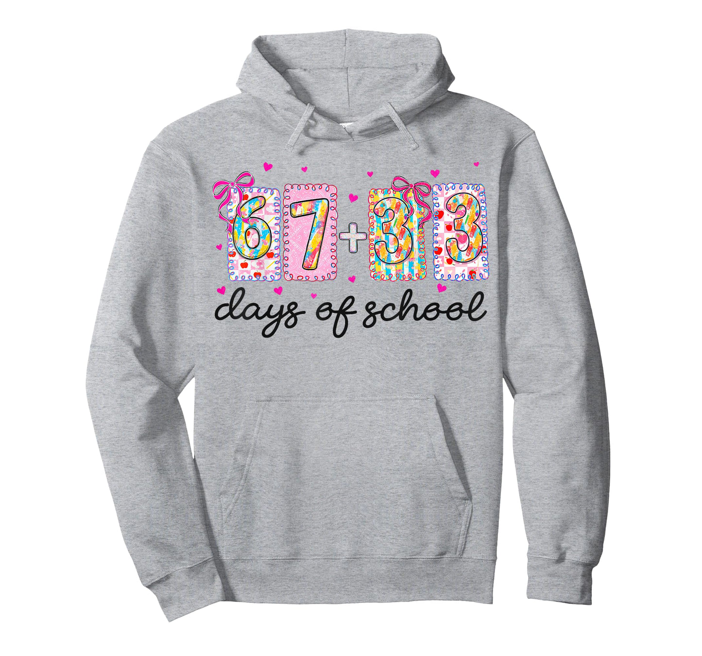 Preppy 67+33 Days of School Coquette Bow 100 Days Kid T-Shirt